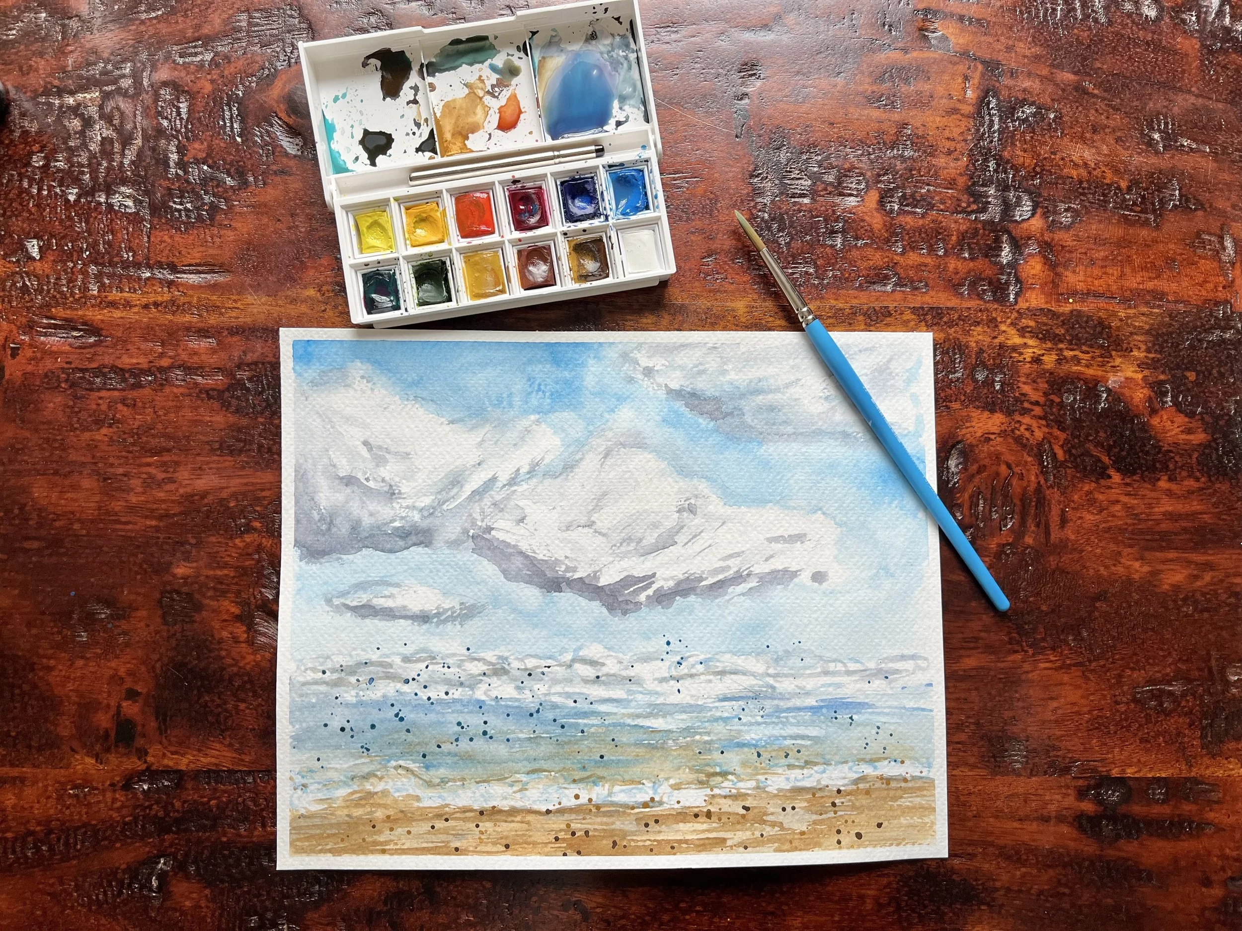 Watercolor Snacks: Ocean Landscape