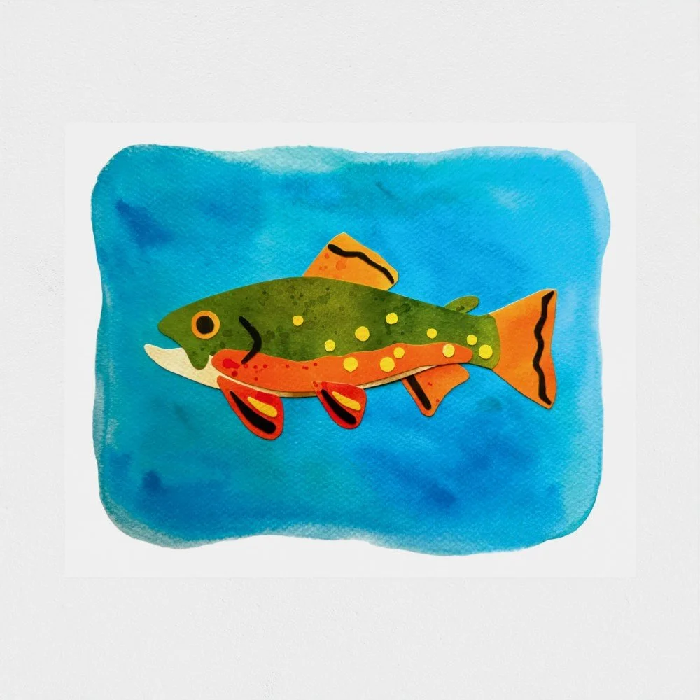 Brook Trout Collage Art Print