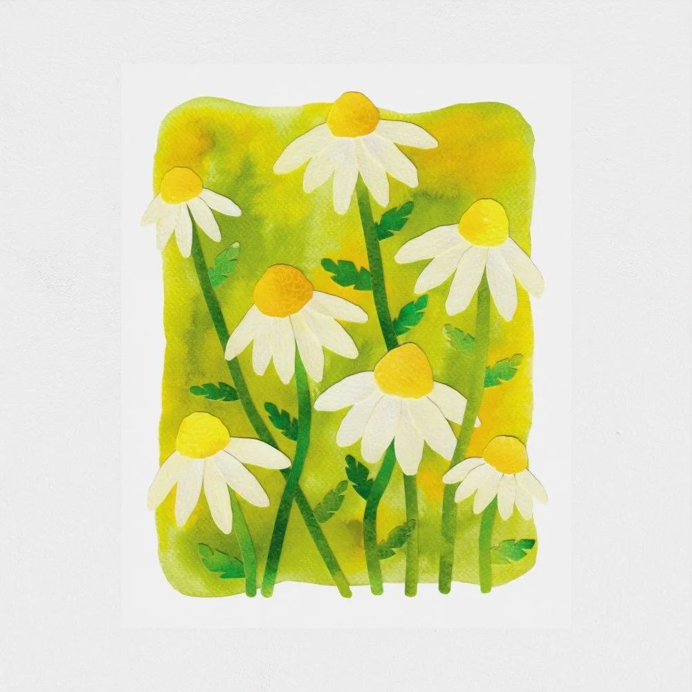 8x10" Daisies Collage Art Print
