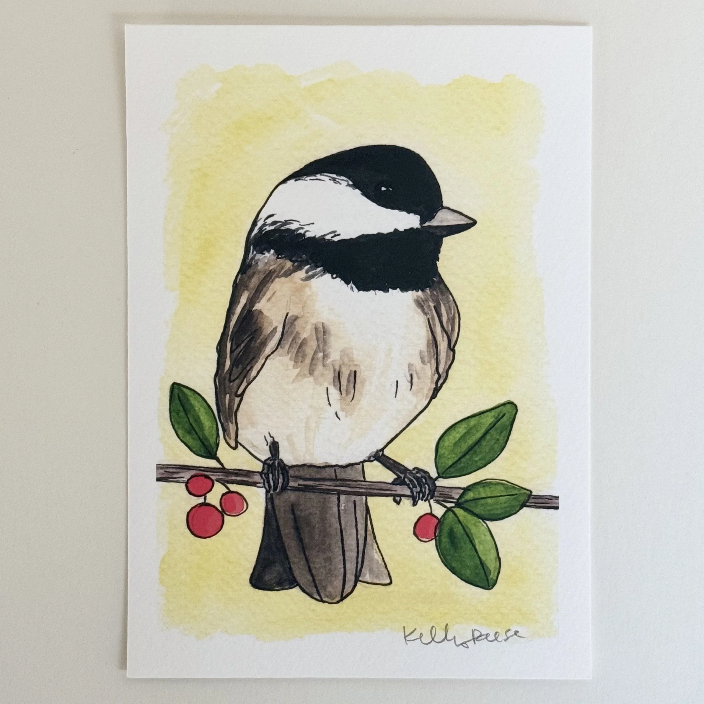 5x7" Black-Capped Chickadee Art Print