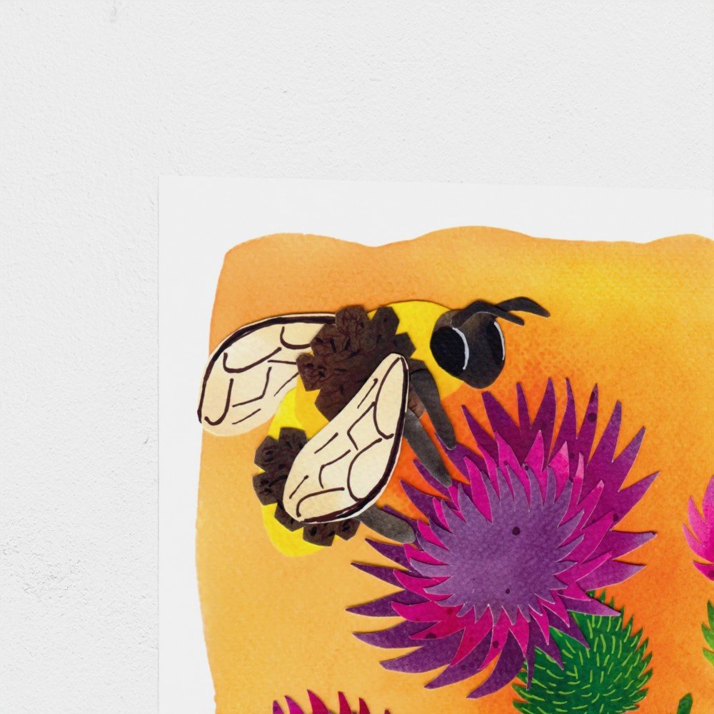 BeeThistle8x10ArtPrintCloseup.jpg
