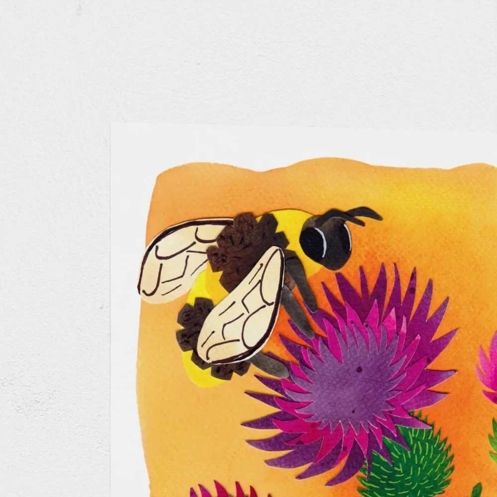 BeeThistle8x10ArtPrintCloseup.jpg