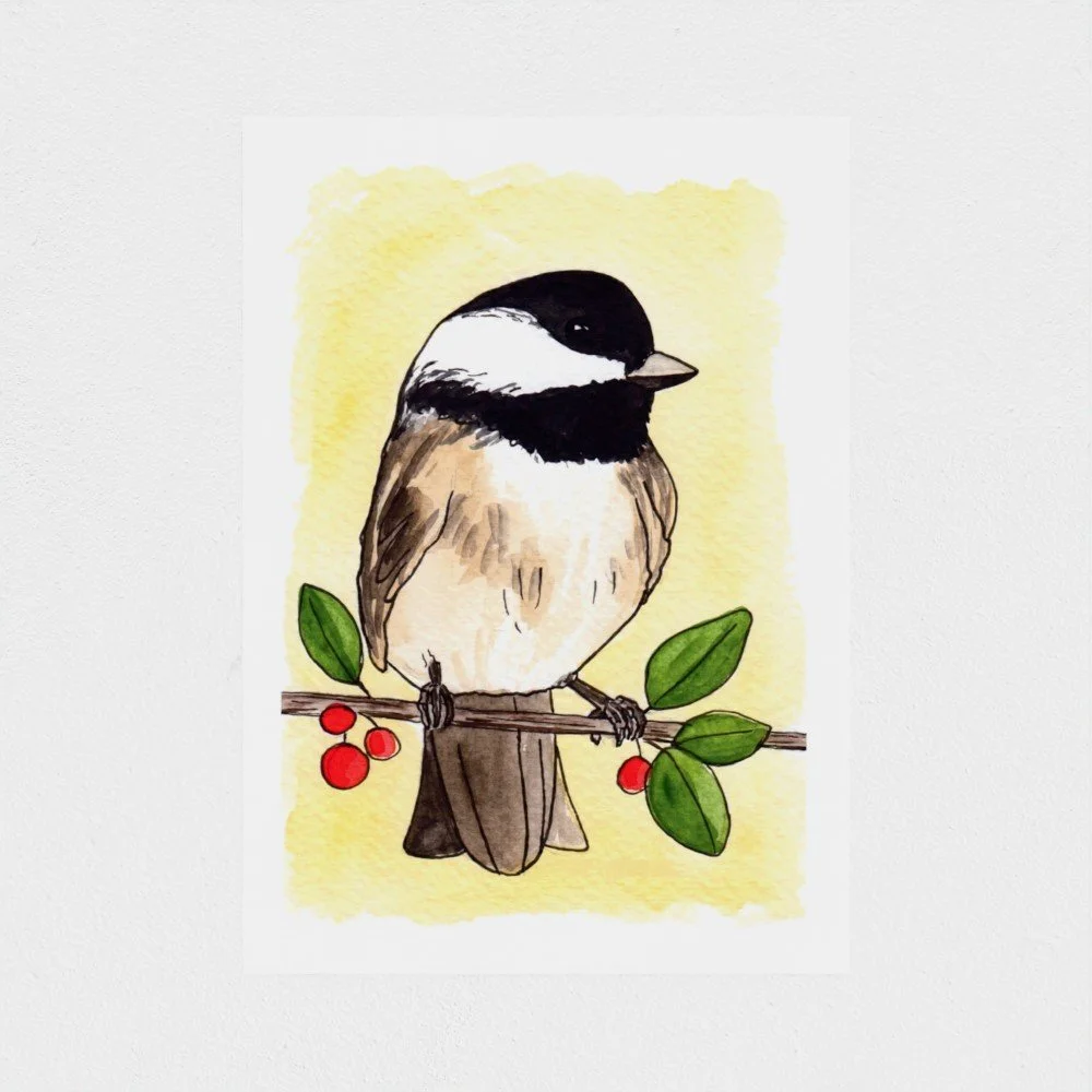 5x7" Black-Capped Chickadee Art Print