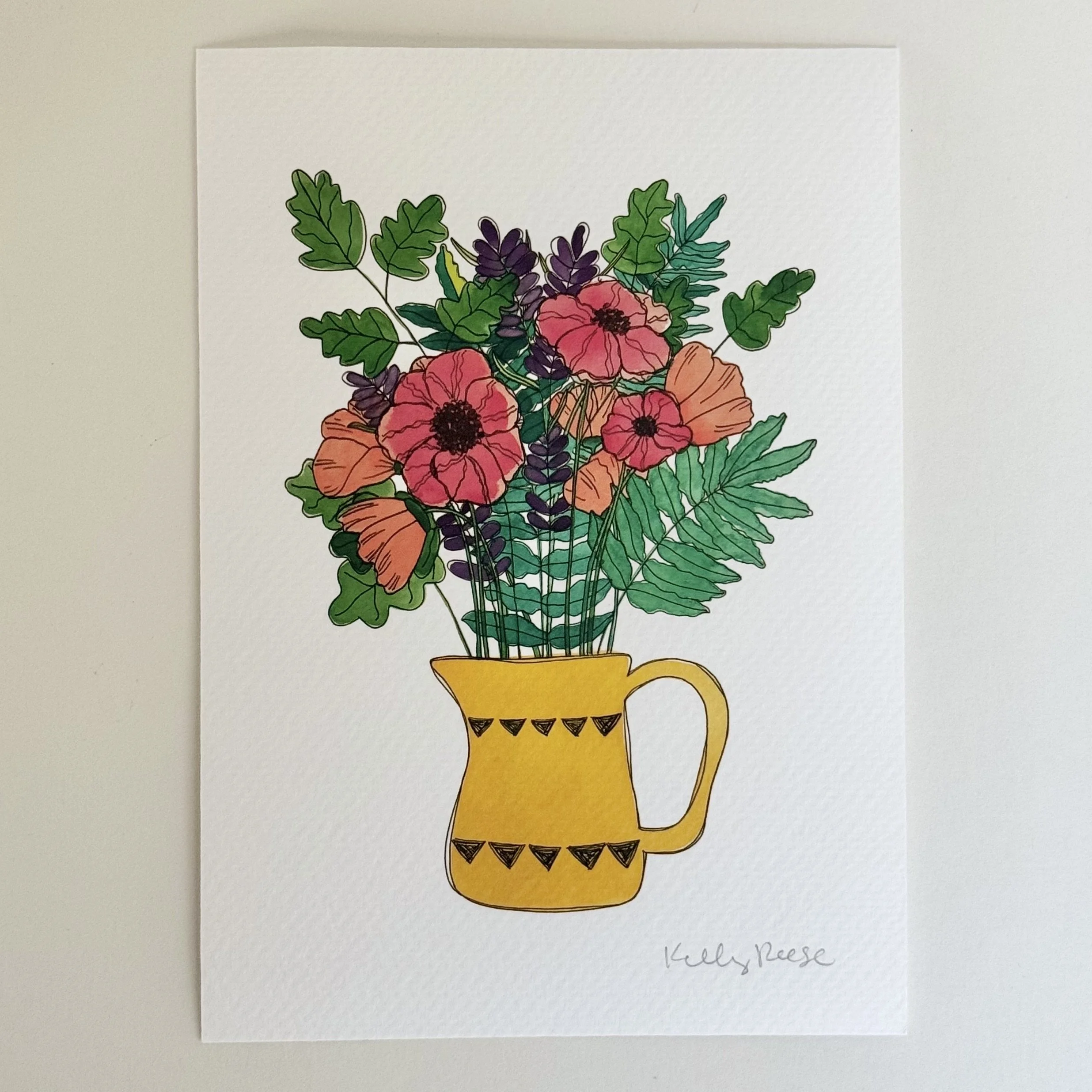 Yellow Vase Bouquet Art Print