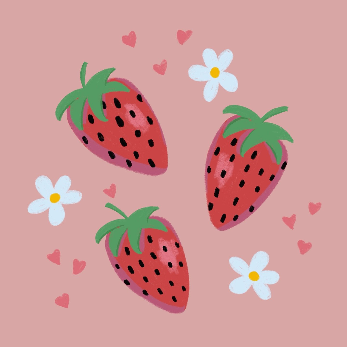 I went grocery shopping yesterday and it was an explosion of strawberry products, it made me so happy! You know it&rsquo;s the start of summer when these little beauties start rolling in. 

Who else is ready for no more school drop off???? 😆

#illus