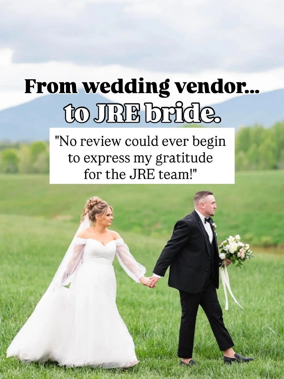 Hear from a bride who has worked weddings from the vendor side.

She&rsquo;s seen the timelines, the chaos, and what happens when details are managed well.

And she chose JRE for her own wedding day. 

We&rsquo;re honored every time a couple chooses 