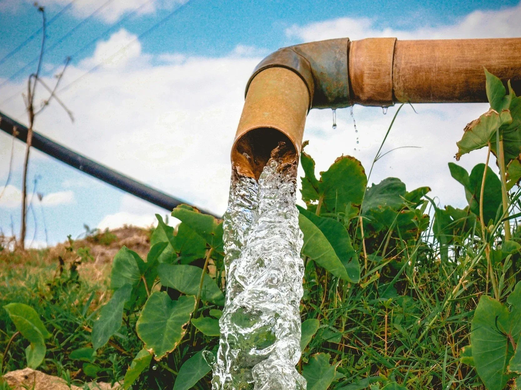 water flowing from a pipe