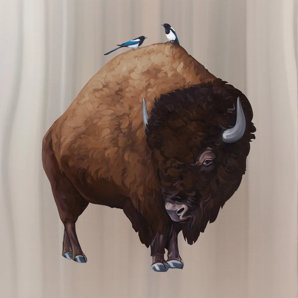 Three's Company . Oil on stainless steel, 47in x 47in. $4,800