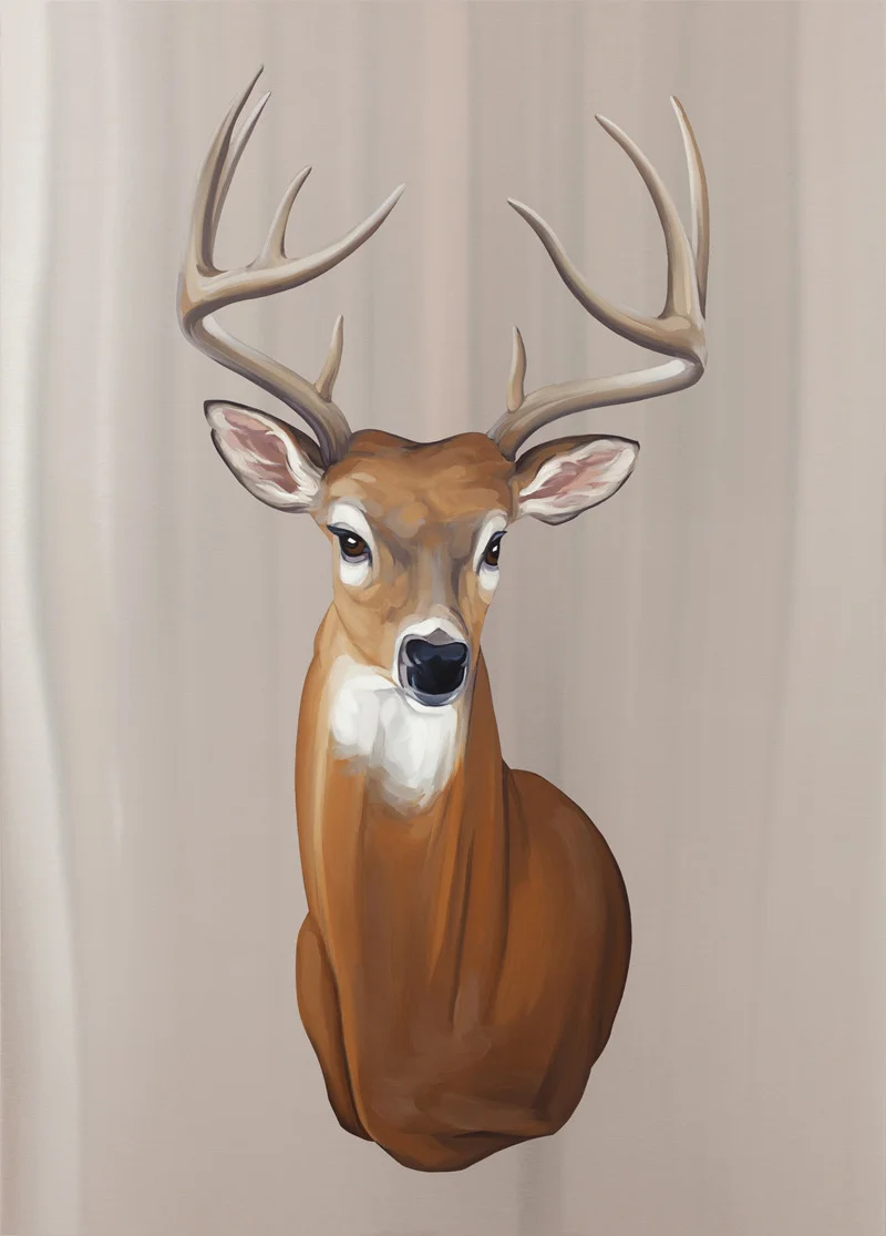 Trophy Deer . Oil on stainless steel, 39in x 28in. $2,800
