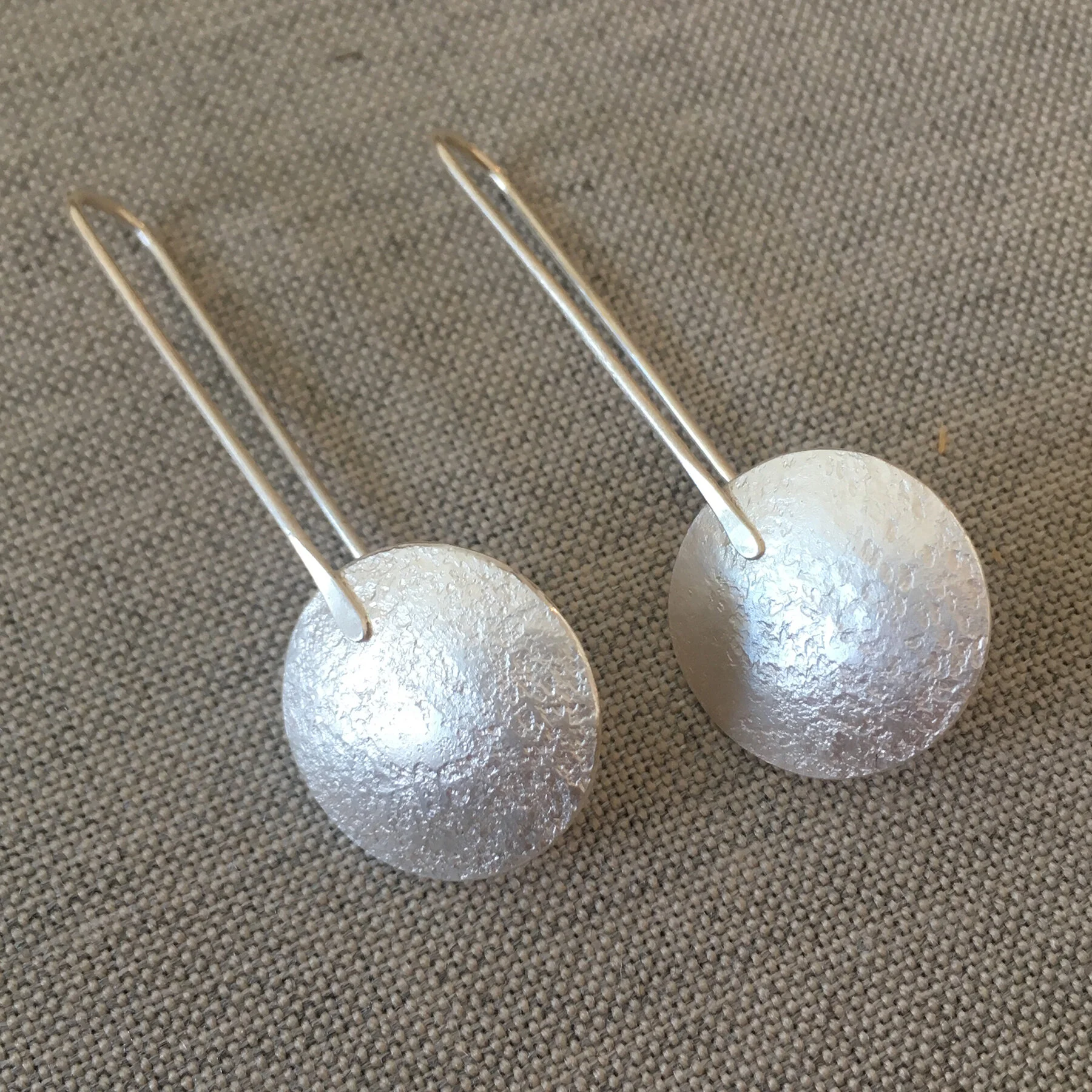 Moon Circle Rock Textured Earrings