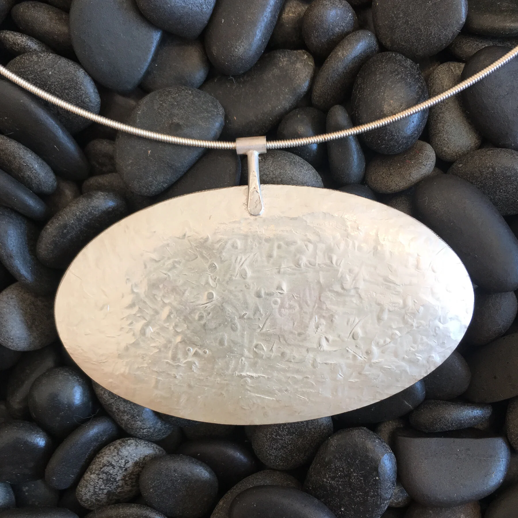 Textured Solid Oval Pendant