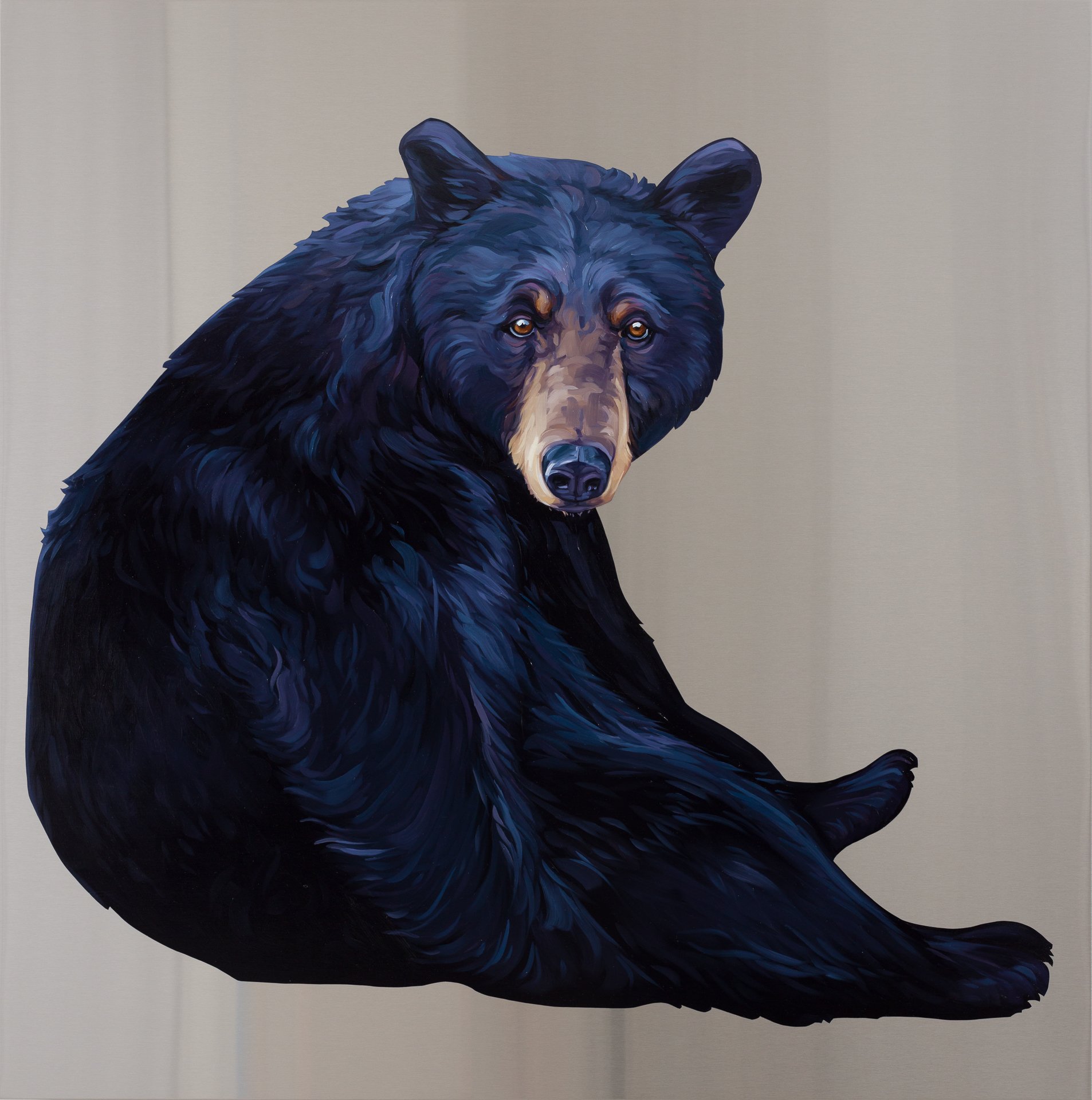  Black Bear. Oil on stainless steel, 40in x 40in 