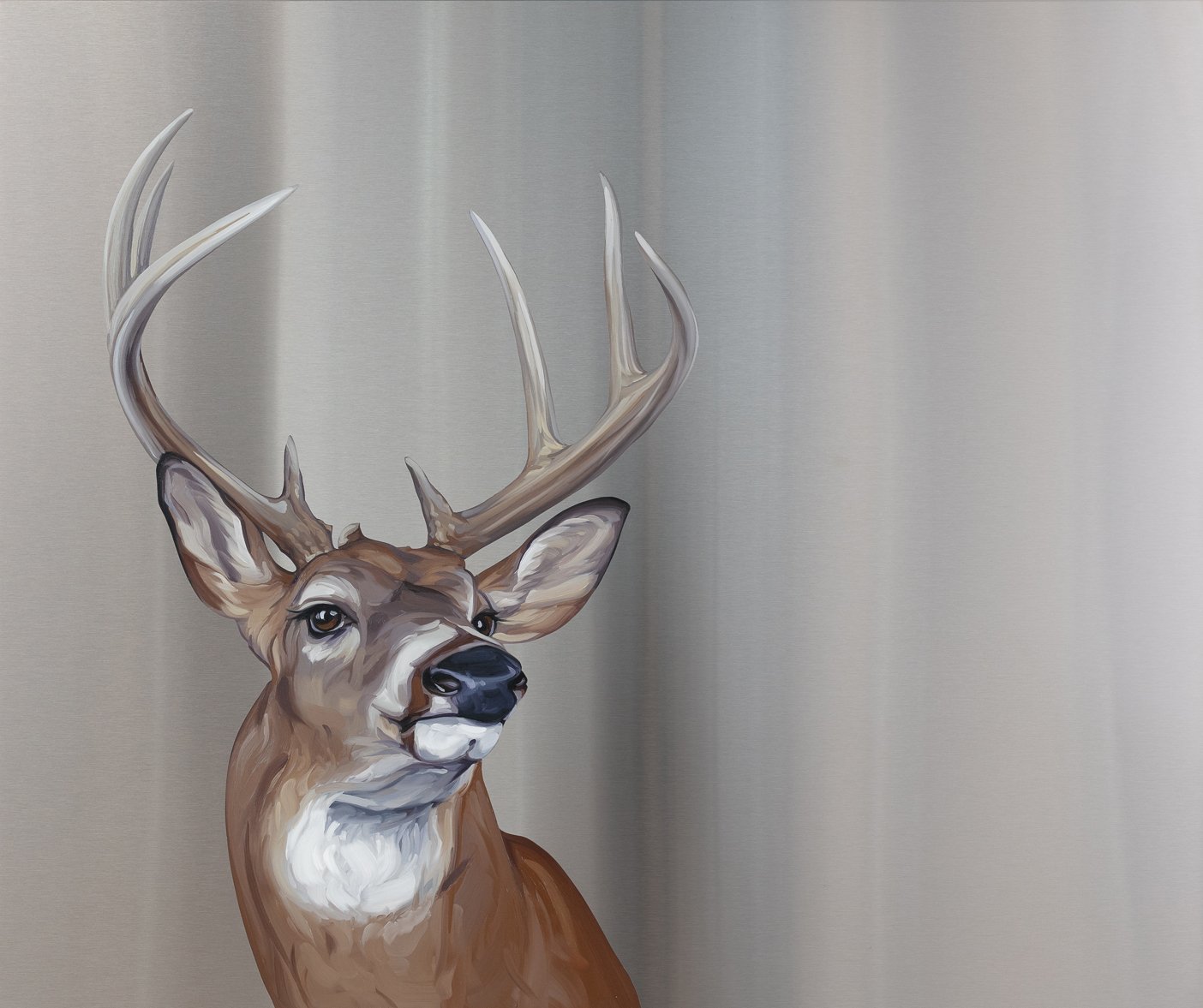  Whitetail Deer. Oil on stainless steel, 30in x 36in 