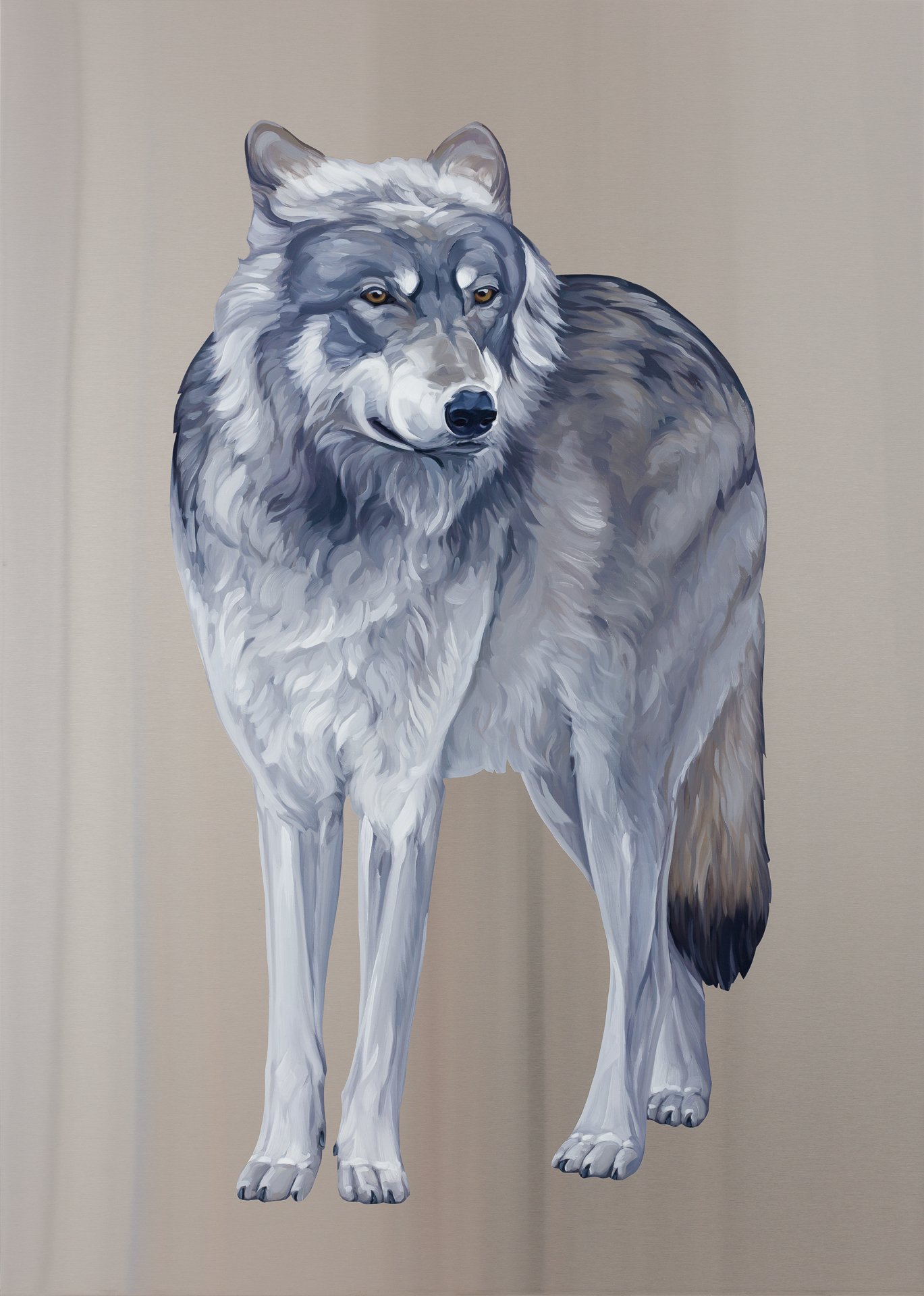  Gray Wolf. Oil on stainless steel, 42in x 30in 