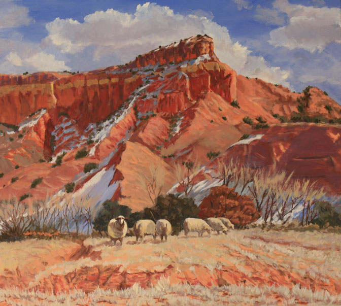 Ghost Ranch Sheep, oil on canvas, 28
