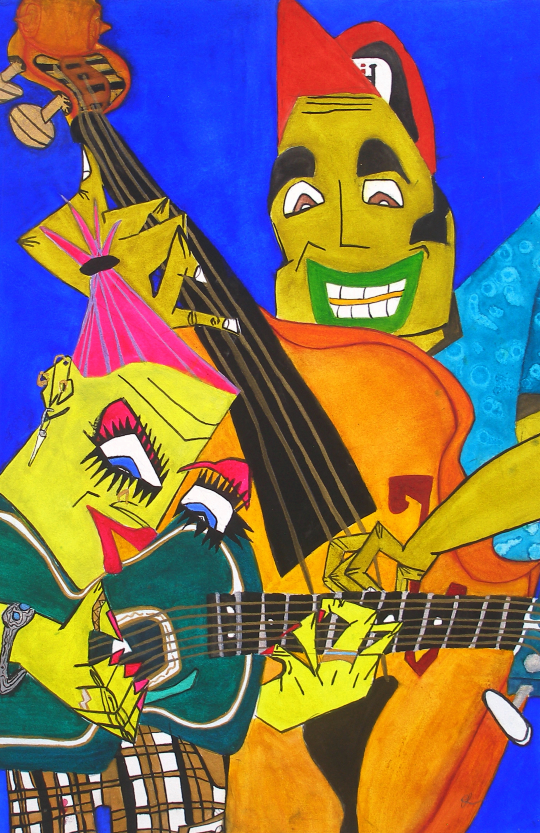 Grass Attack Quintessential eRic! Vibrant colors, folksy whimsical and surreal figurative at the same time....and guess what? Music narrative!