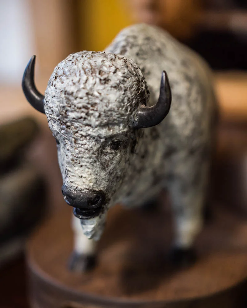 Cadereyta, Mexico White Buffalo Carving by Frank McGuire
