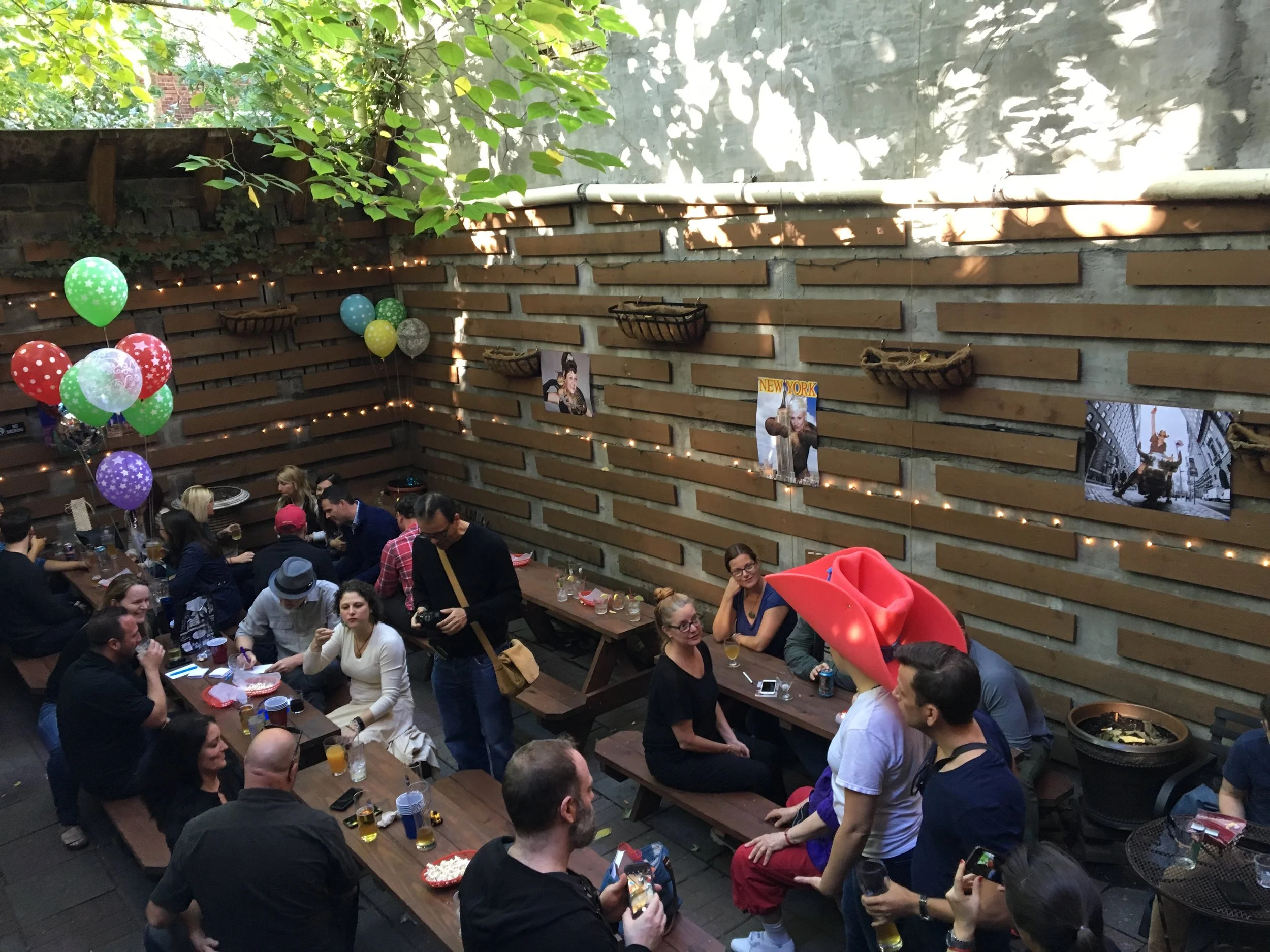 Group holds a Birthday party in our back yard