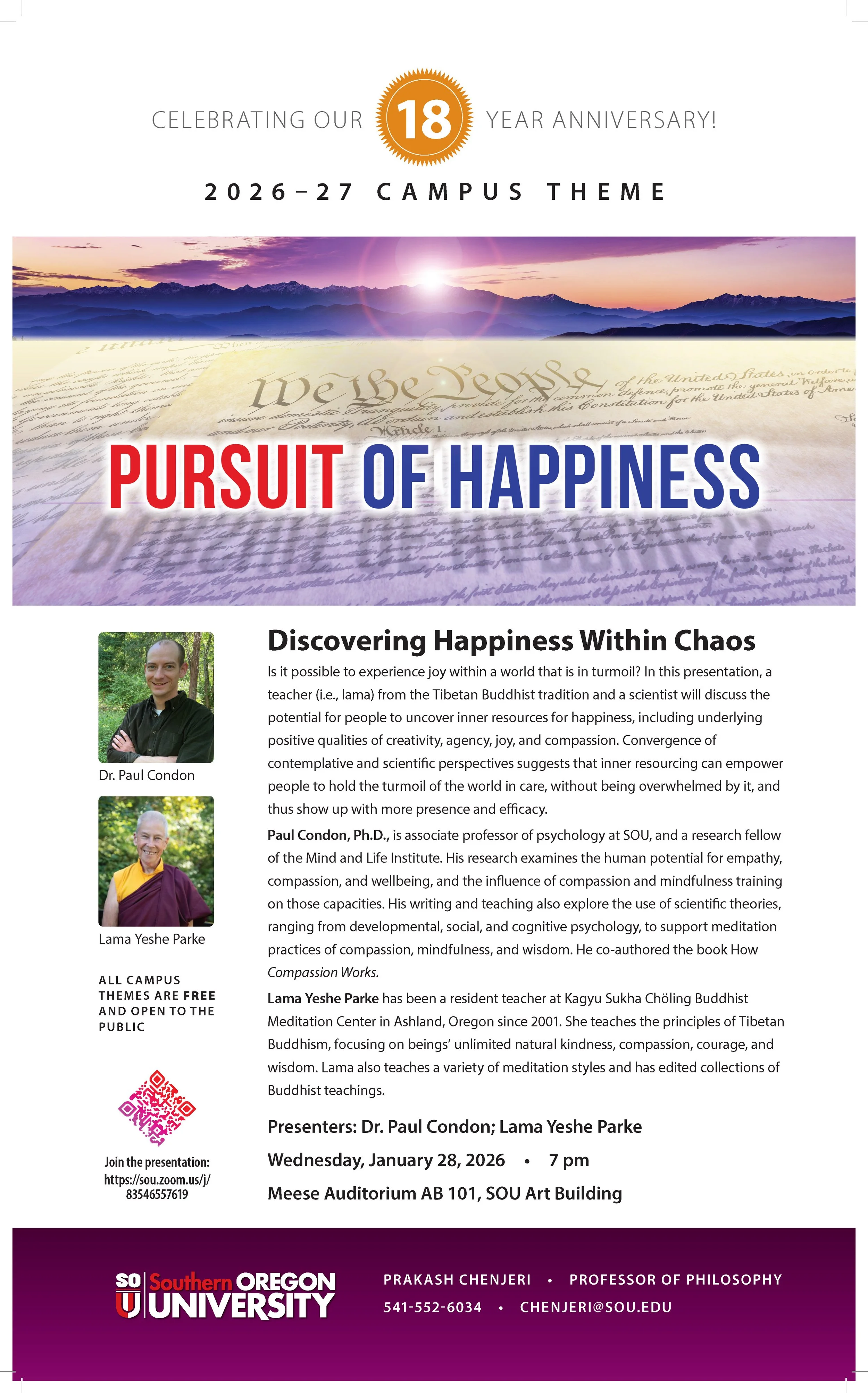Discovering Happiness within Chaos, SOU lecture with Dr. Paul Condon &amp; Lama Yeshe Parke