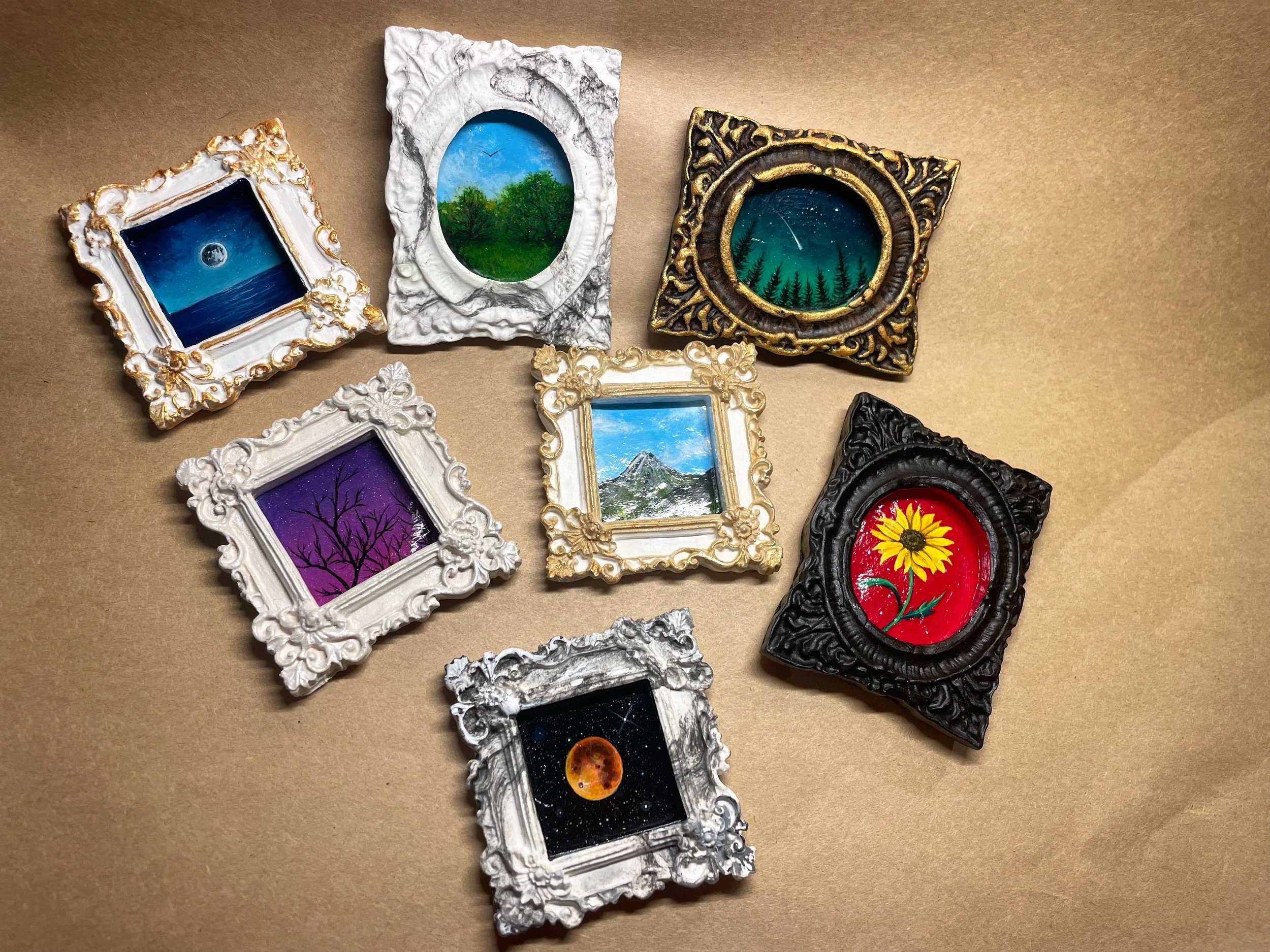 Tiny paintings  Clay and acrylic  $130