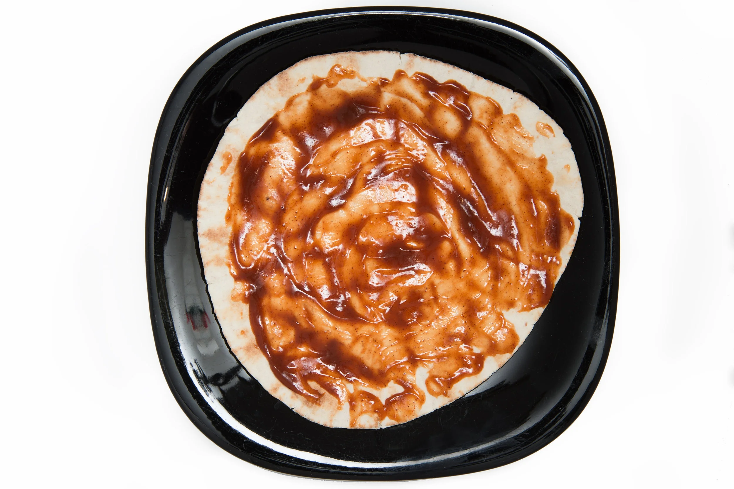 Step 1 : Pita and add Bbq Sauce