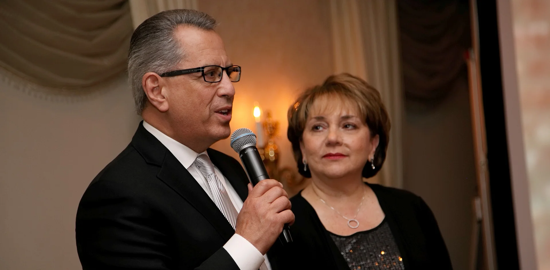 Jonathan and Verna speaking at the celebration for their 40th wedding anniversary and 40 years in ministry.