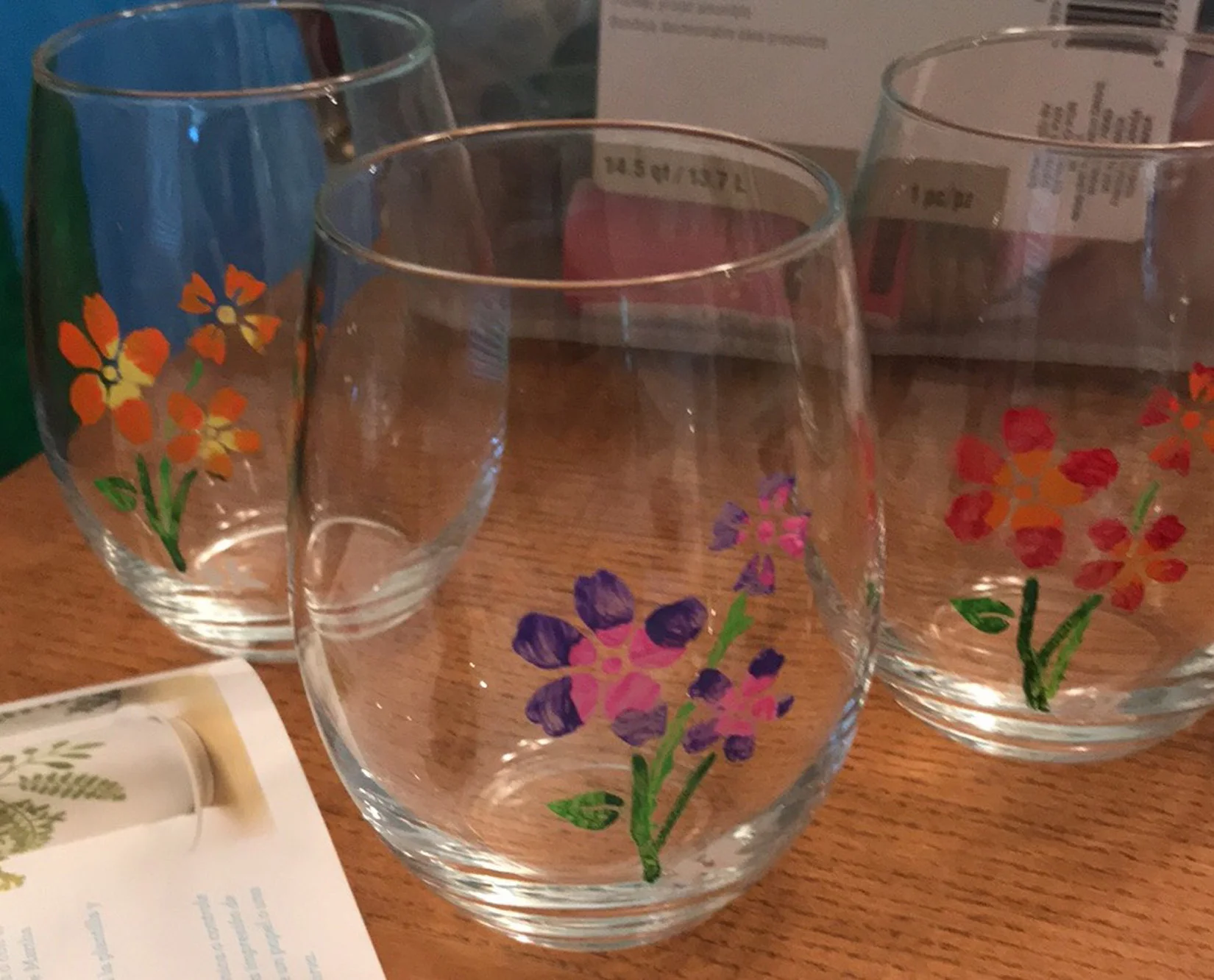 Stock Design - Hand Painted Stemless Wine Glasses