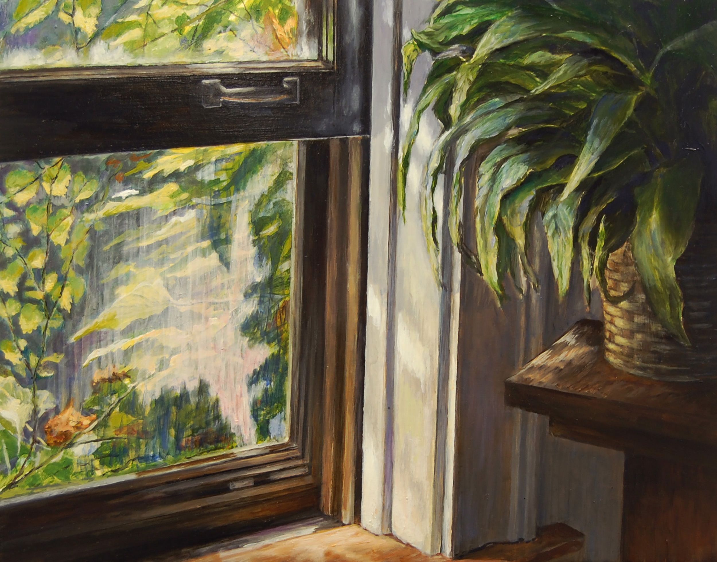   Dining Room Window     and Peace Lily   2011  Oil on canvas  11 x 14 inches    