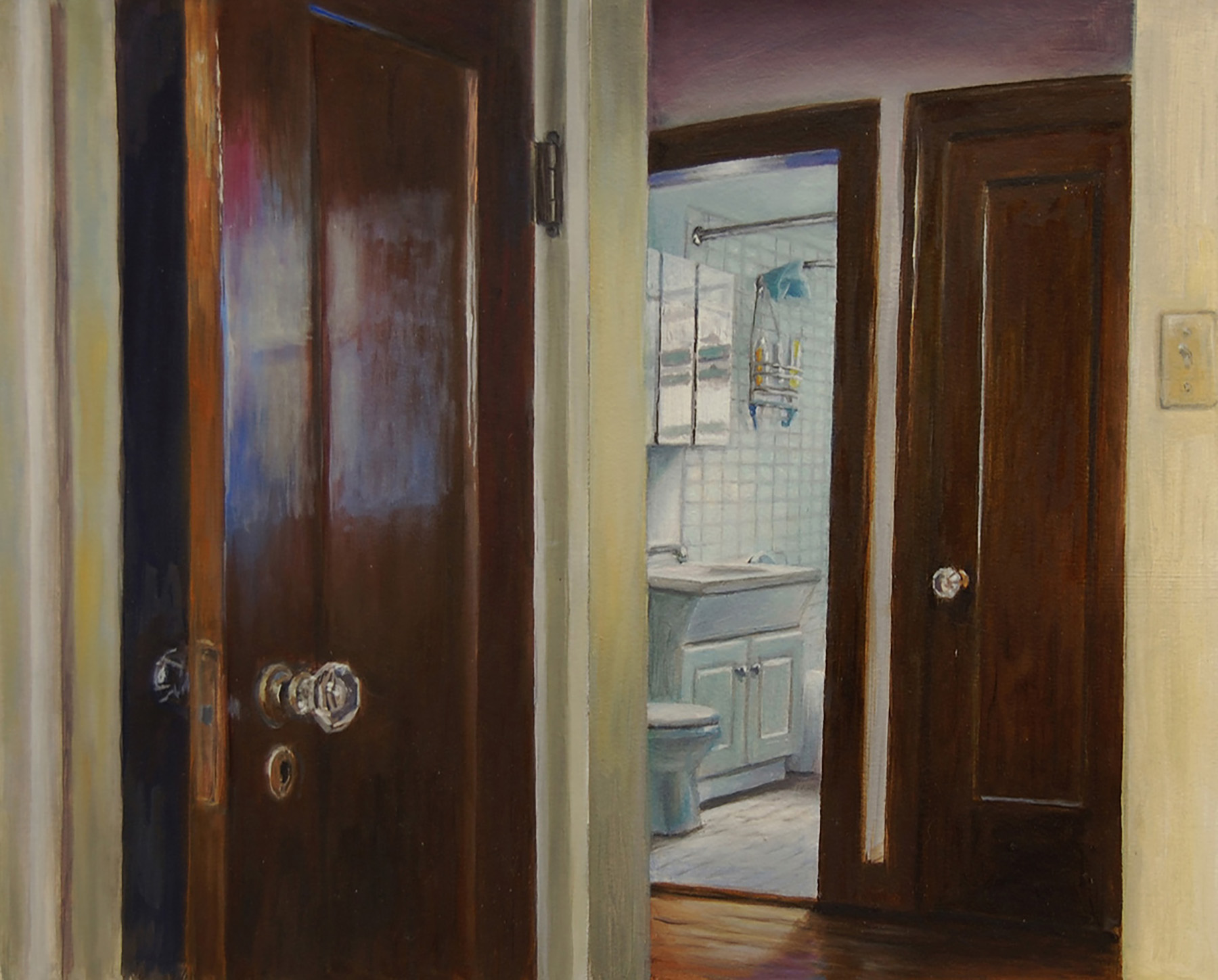   Closet Doors and Bathroom   2011  Oil on paper  12 x 15 inches       