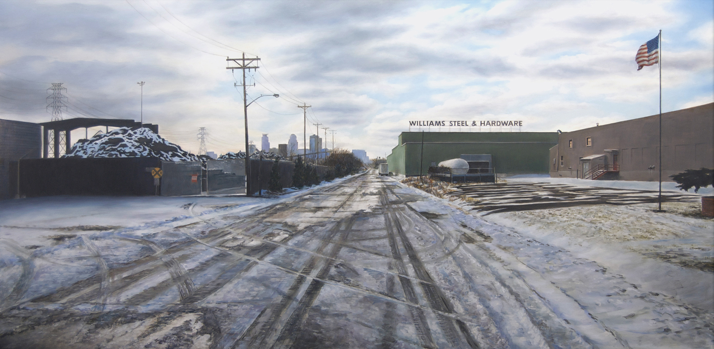   North Pacific Street,     Minneapolis, Winter   2014  Oil on panel  23.5 x 48 inches    