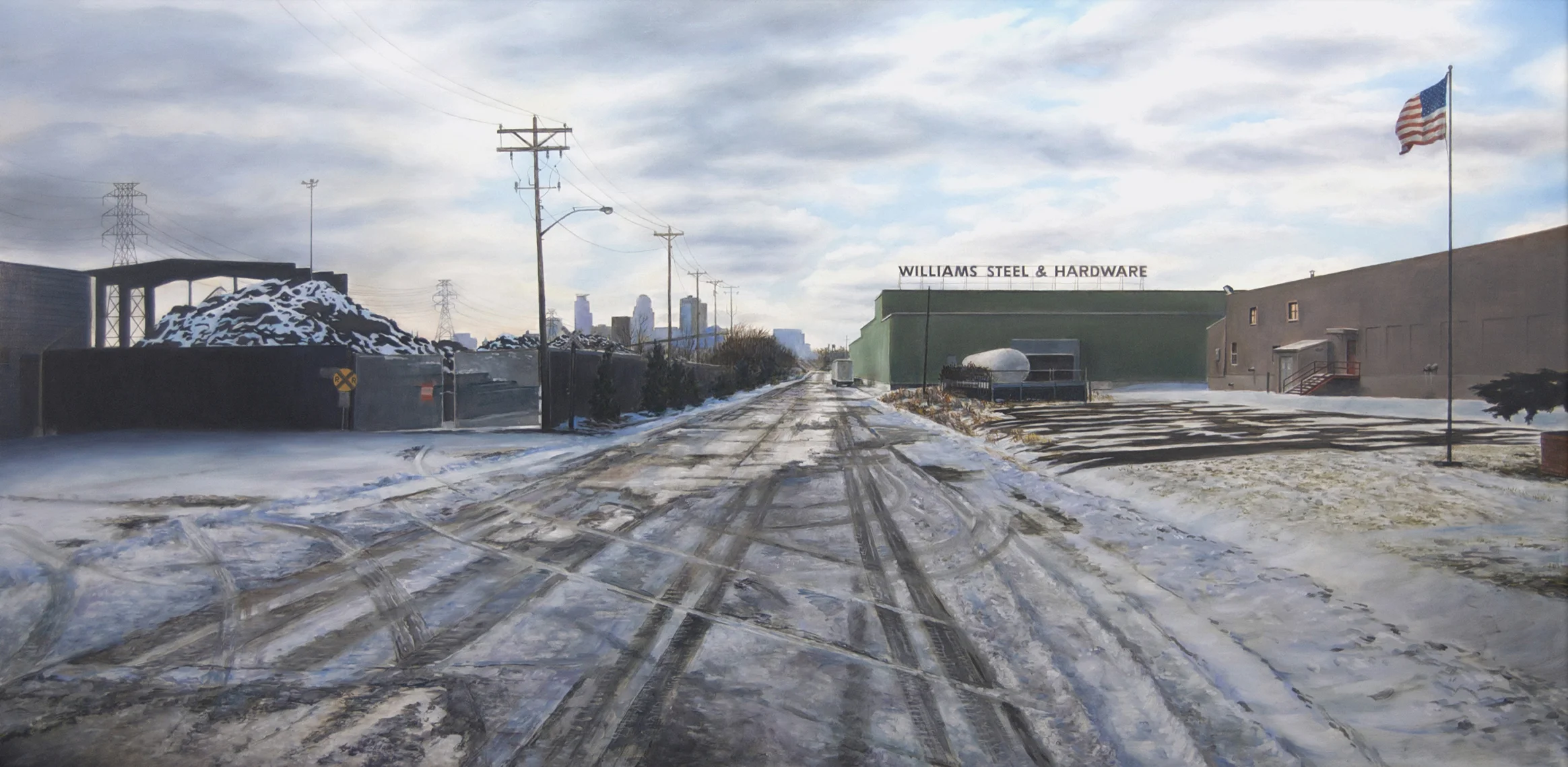 North Pacific Street, Minneapolis, Winter 2014 Oil on panel 23.5 x 48 inches