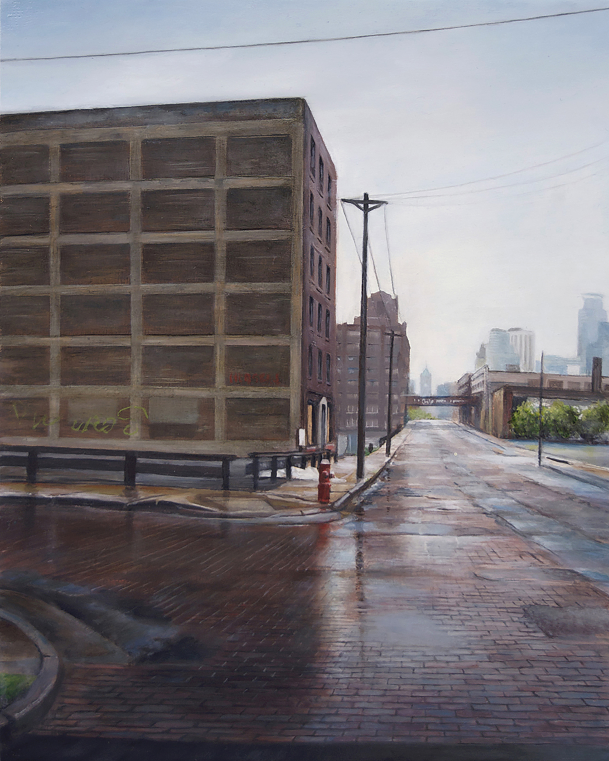 North 3rd Street at North 8th Avenue, Minneapolis 2014 Oil on panel 10 x 8 inches