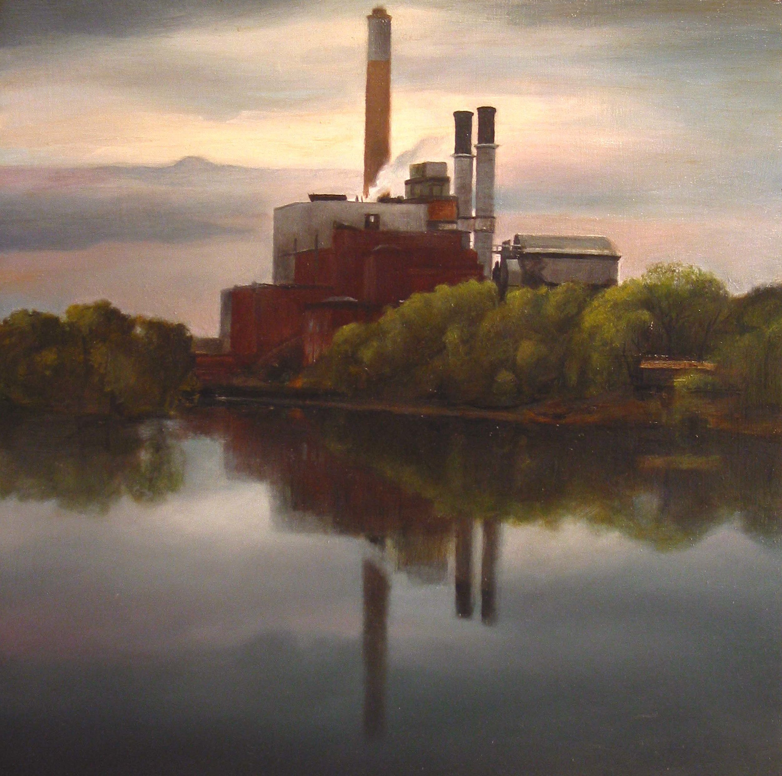   Mississippi River View     Northeast Minneapolis   2006  Oil on panel  9 x 9 inches    