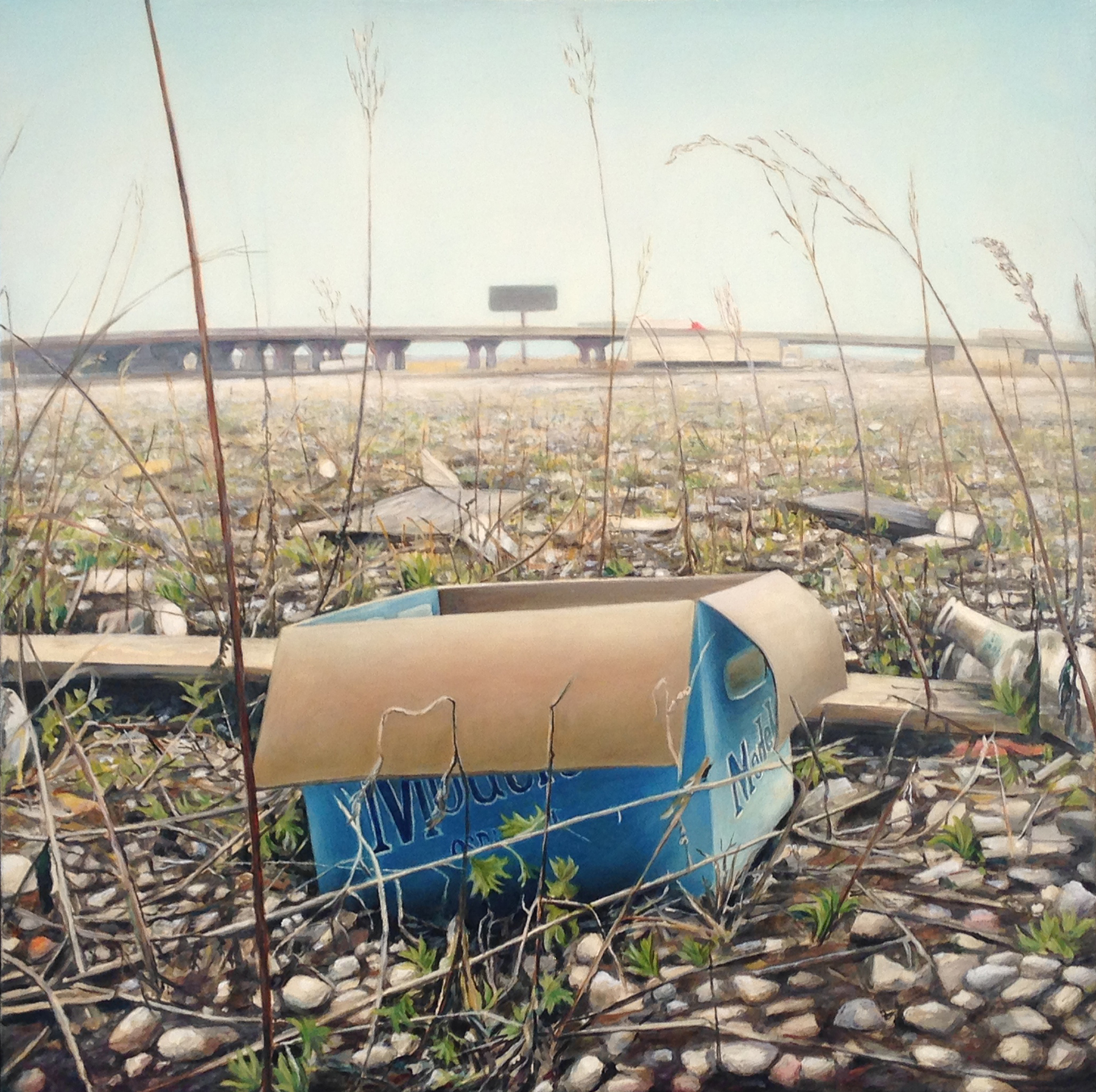   Beer Case in Empty Lot    Near Expressway   2011  Oil on canvas  20 x 20 inches    
