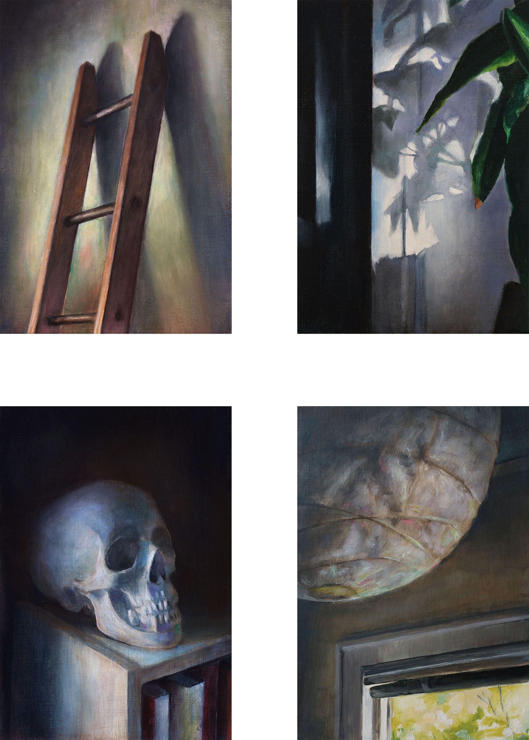   Contemplation   (Set of four paintings)  2017  Oil on linen  7 x 5 inches (each)    
