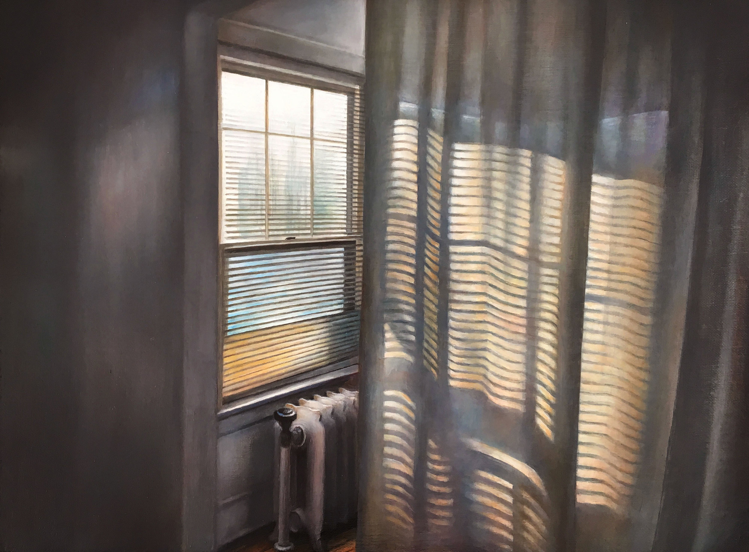   Sunroom Curtain   2017  Oil on linen  12 x 16 inches 
