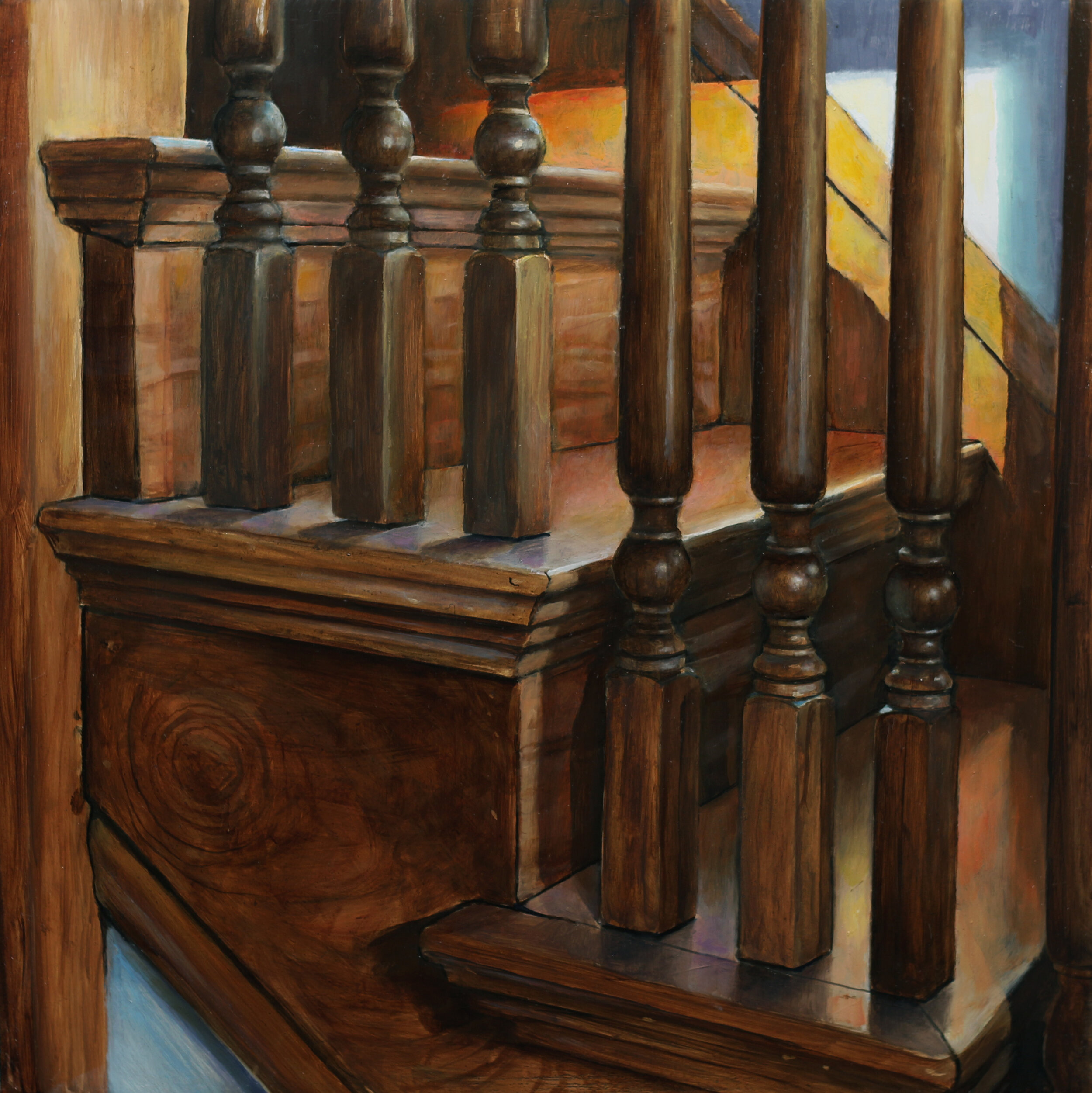   Stairs in Light   2020  Oil on panel  10 x 10 inches       