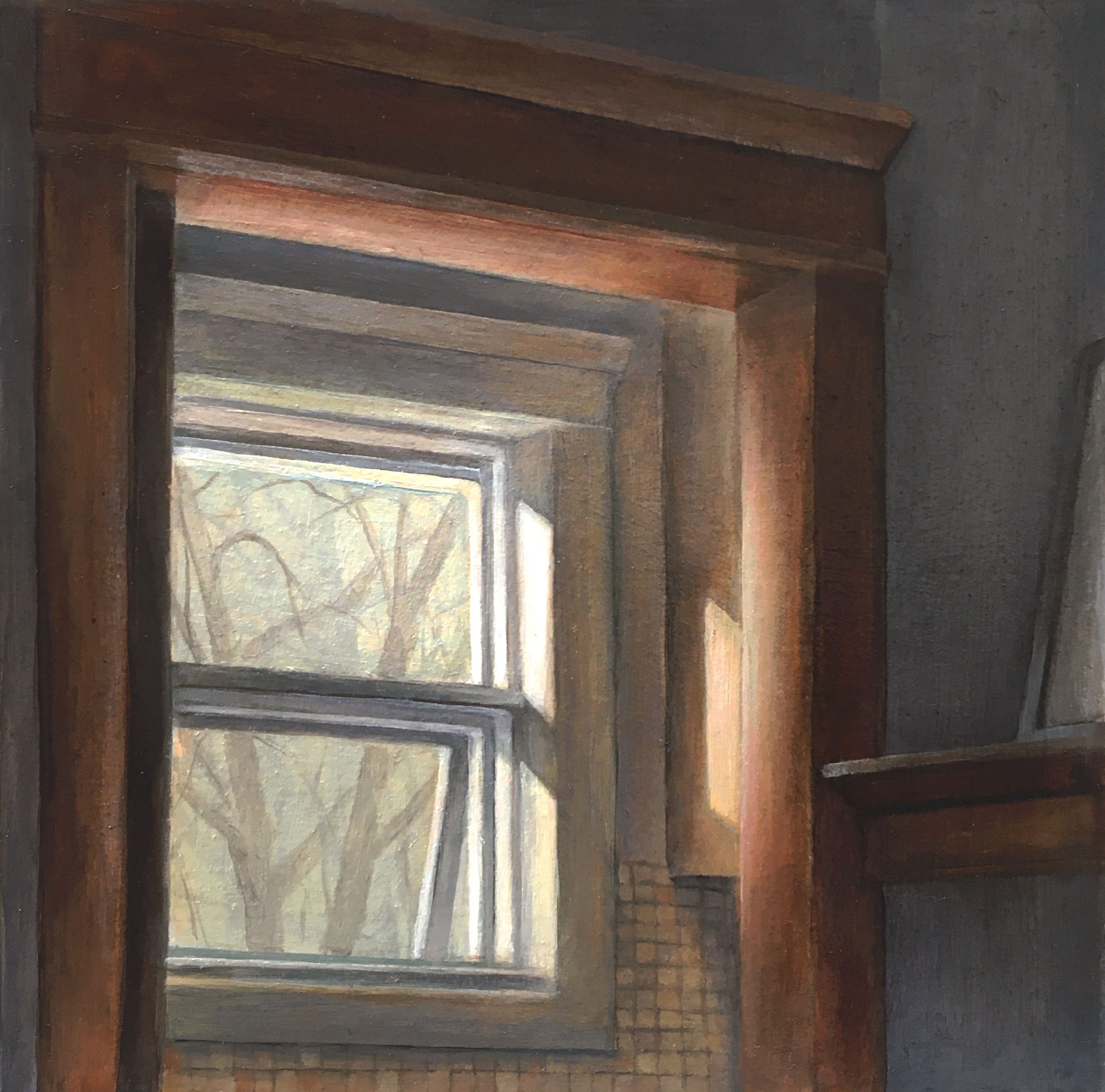   Afternoon Light through Kitchen Window   2022  Oil on gessoed paper  7 x 7 inches   