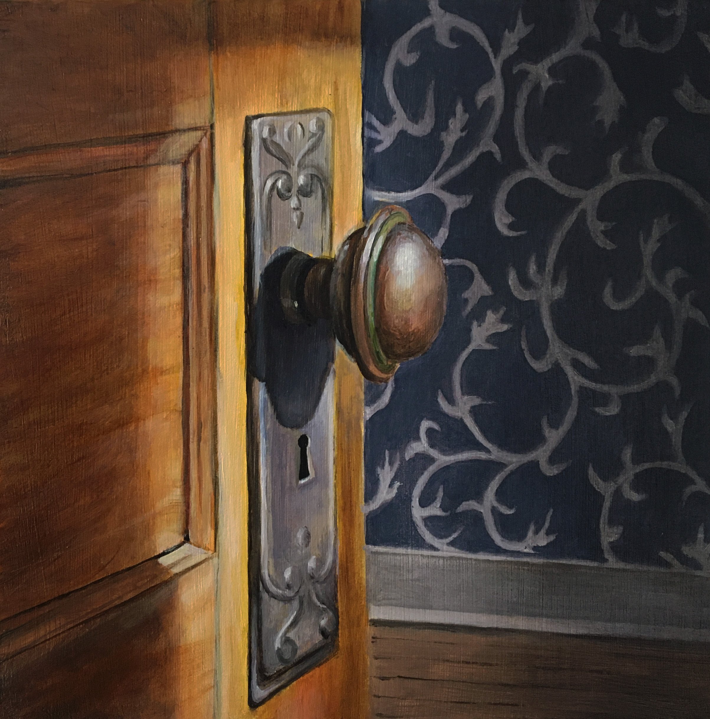   Doorknob in Sunlight   2020  Oil on panel  6 x 6 inches   