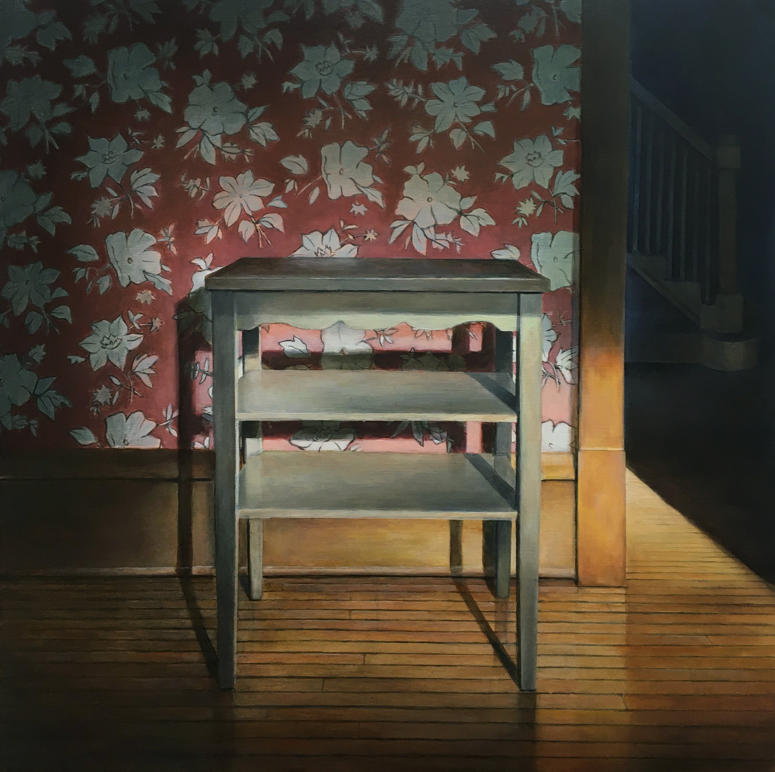   Wallpaper and Empty Shelf   2020  Oil on panel  16 x 16 inches   