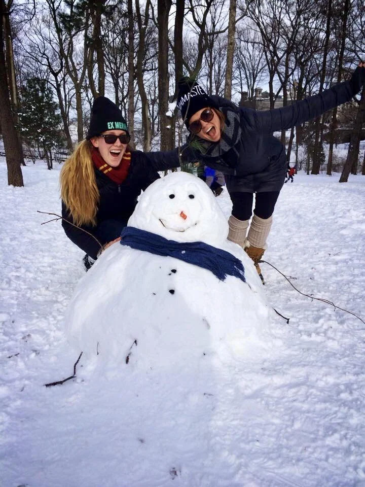 Playing in Central Park after our first blizzard. Yes, I'm wearing a Harry Potter scarf. January 2015.