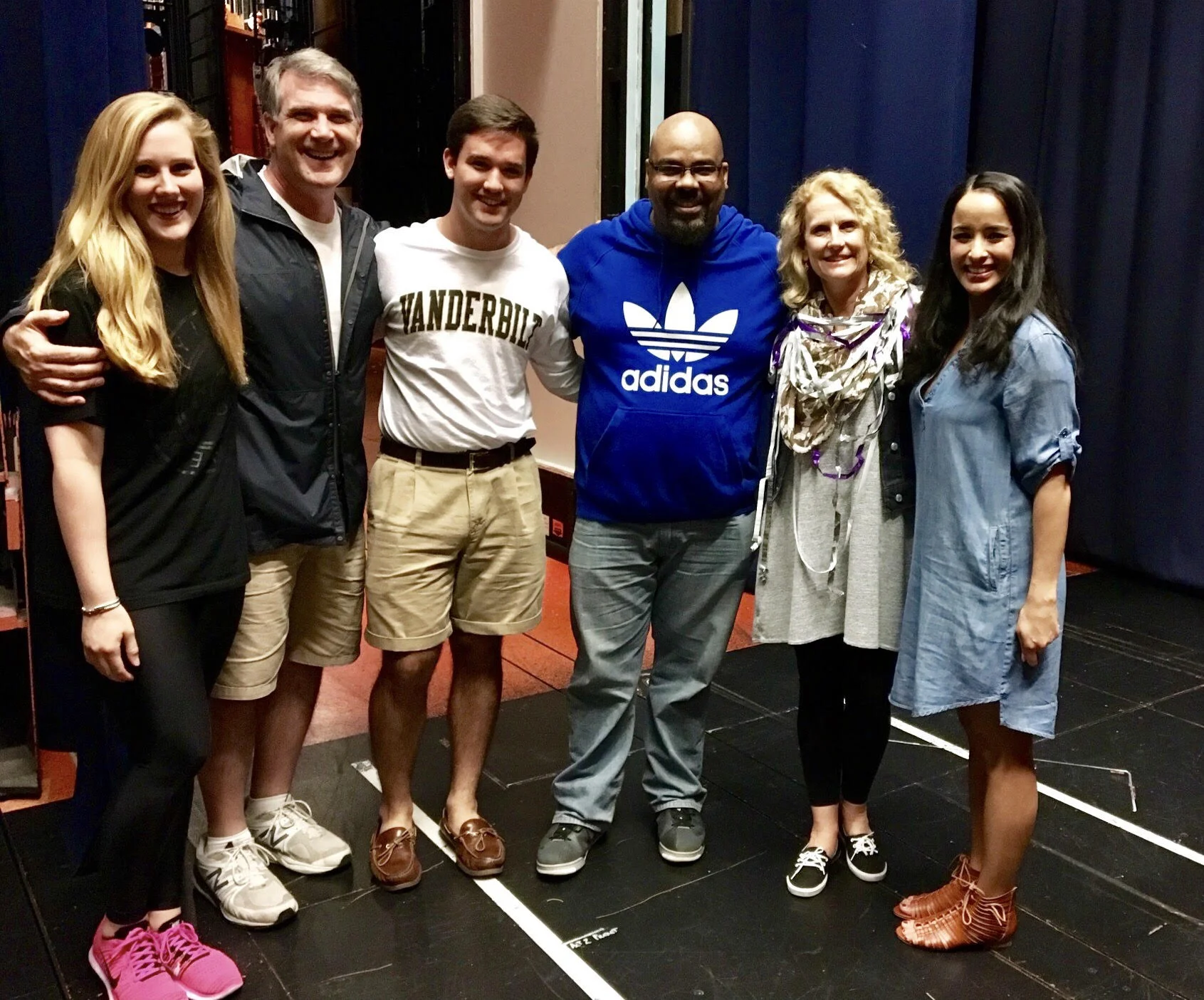 My family meeting James Monroe Iglehart (the genie) and courtney reed (Princess Jasmine) backstage at aladdin for the first time. June 2016.
