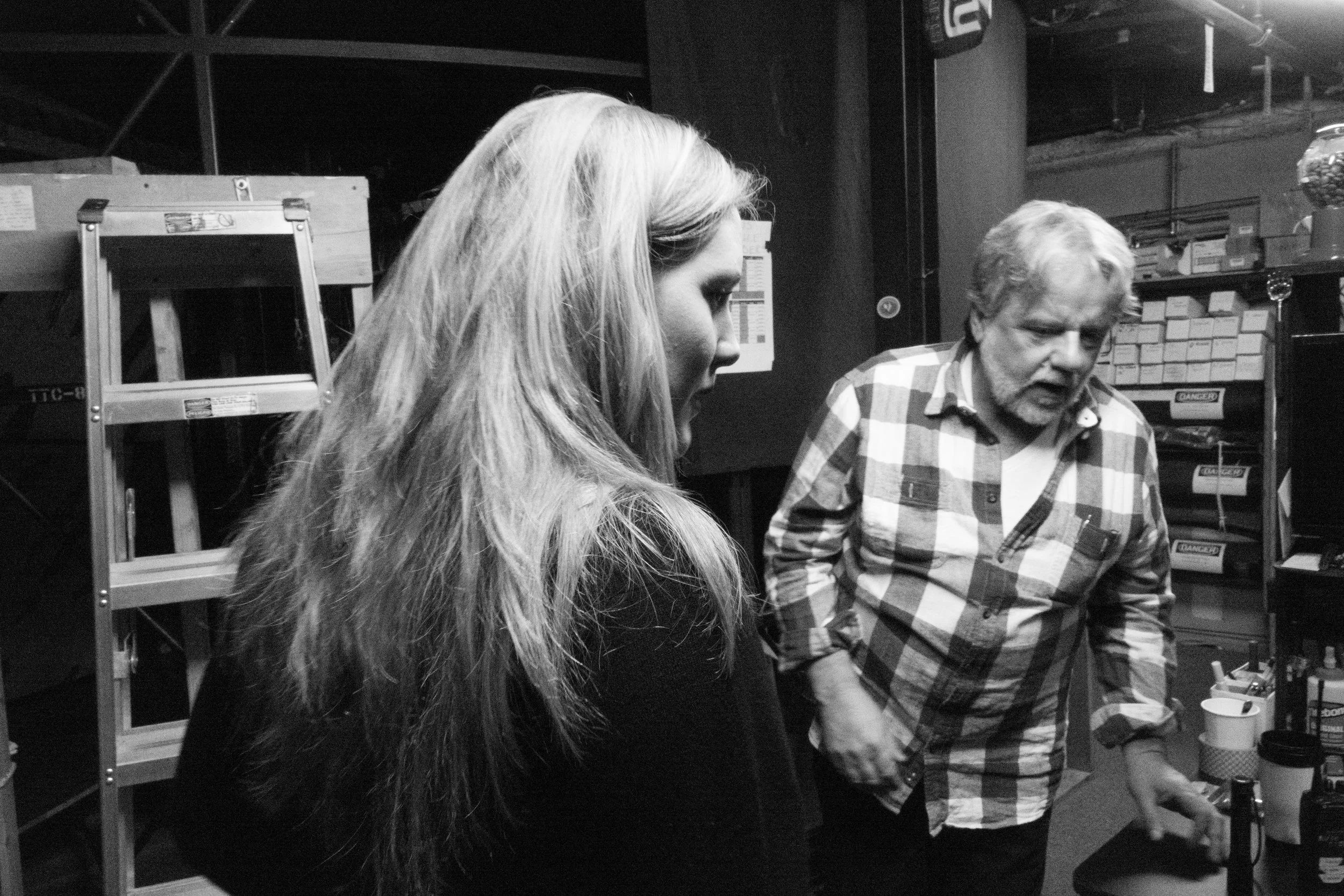 Exploring the automation department underneath the stage.