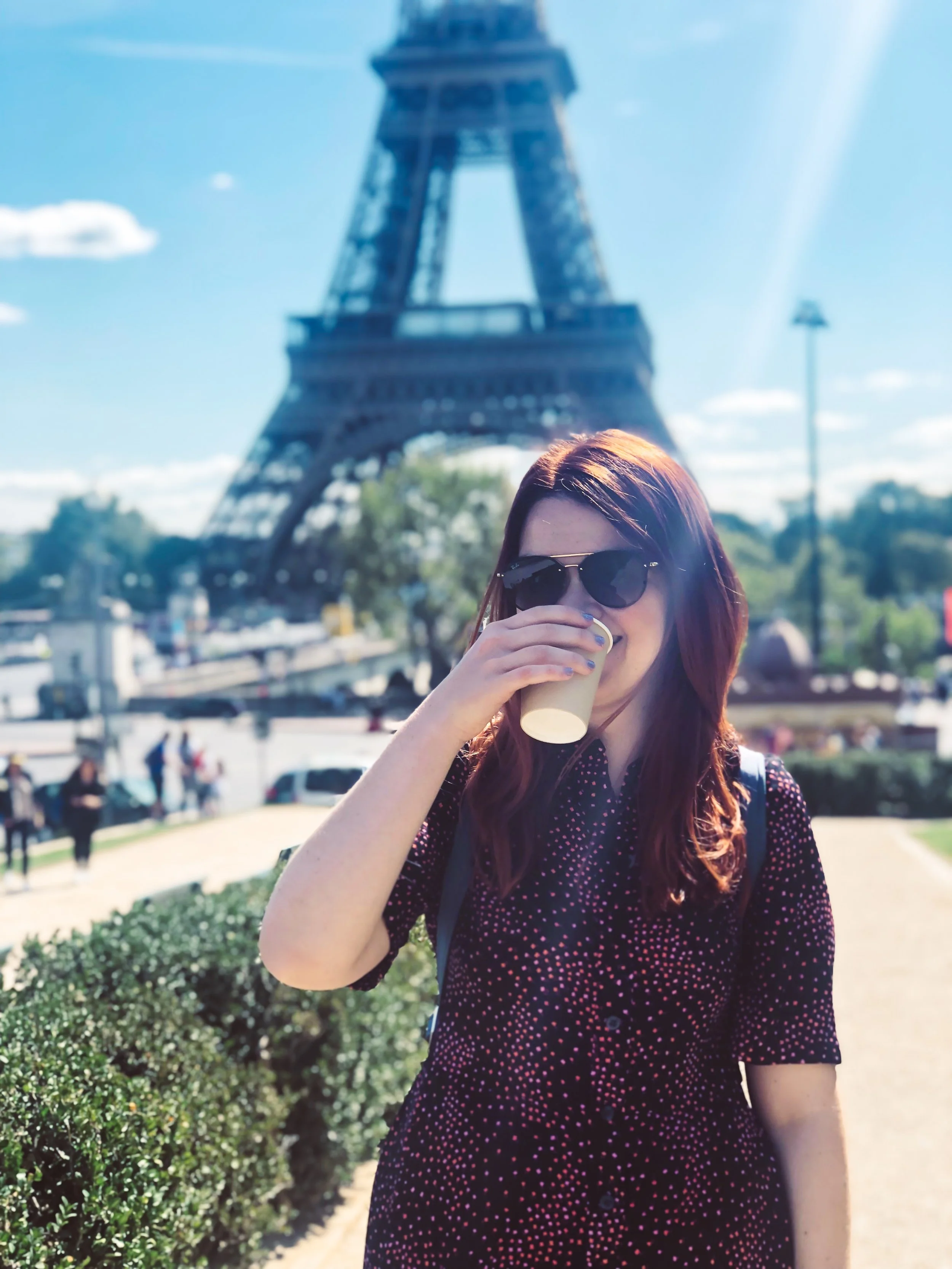 Drinking, what was likely, my fourth coffee of the day. Jet lag hit us pretty hard…