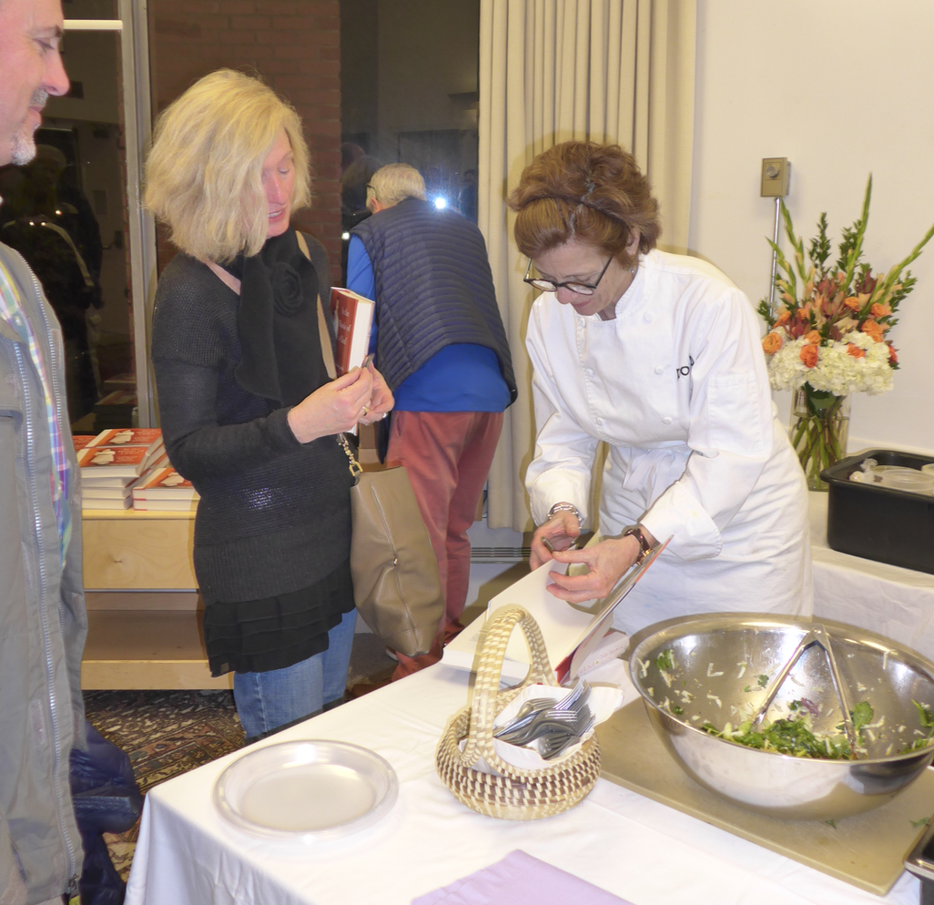 Jody Adams signing copies of her award-nominated cookbook, In the Hands of a Chef.