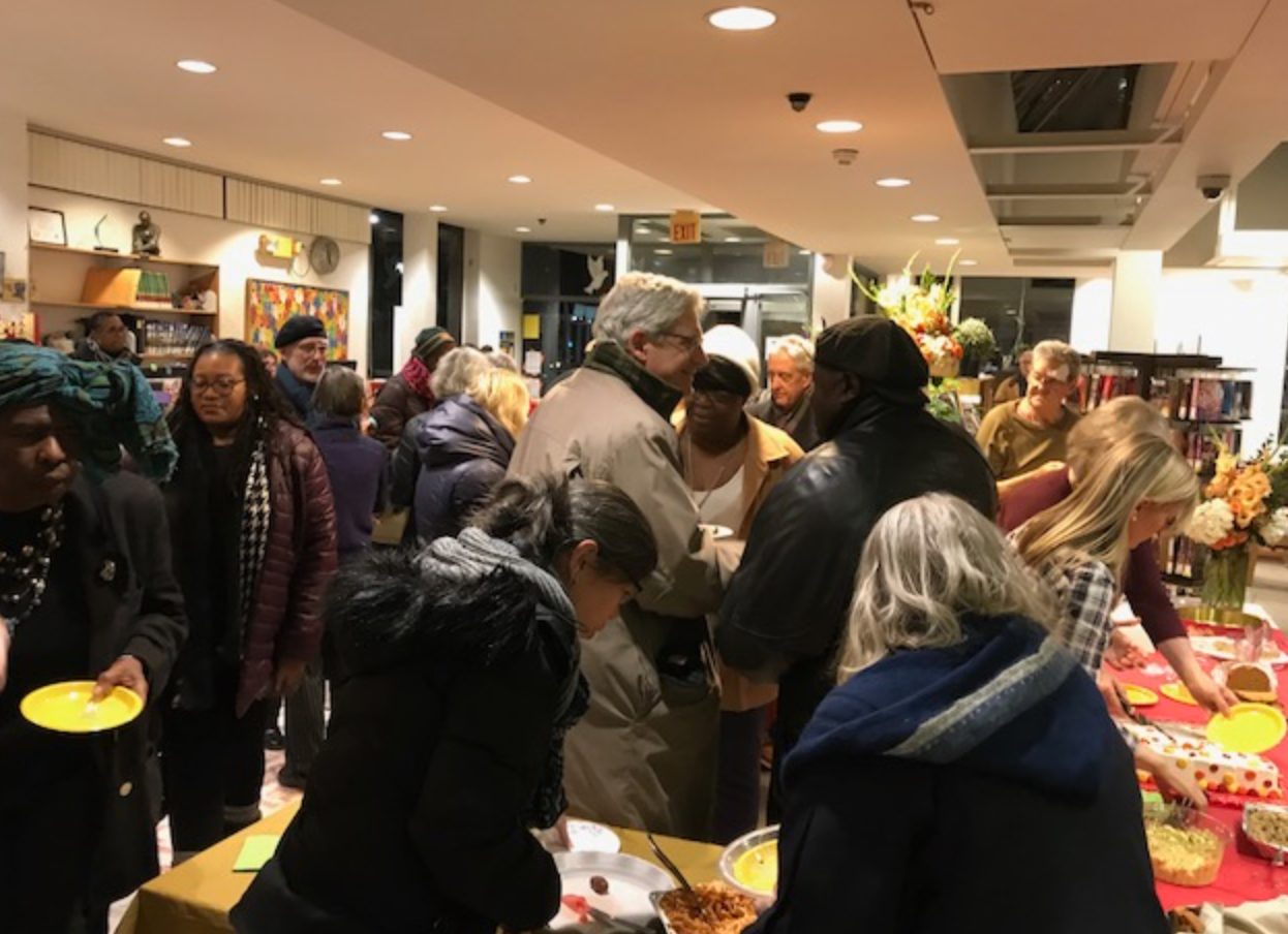 A large crowd of well-wishers filled the South end branch during the retirement reception for Deborah Madrey