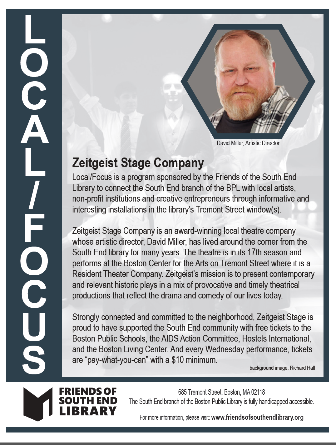 The January 2018 Local/Focus window by local theatre company, Zeitgeist Stage