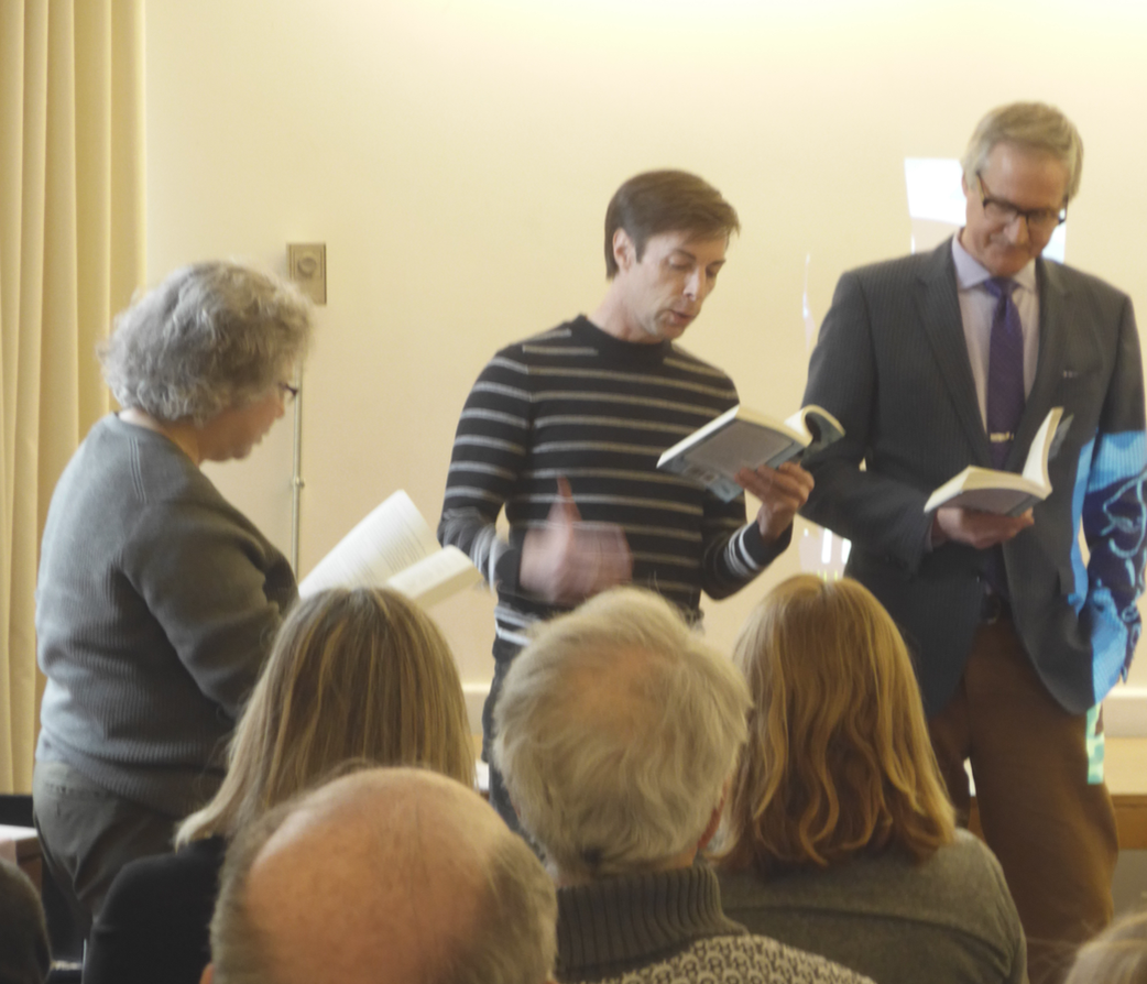 In addition to presenting a slide show, author Kuhn had three friends read part of the dialogue from a chapter in Prince Harry Boy to Man. They included FOSEL board member, Michael Cox, Kuhn's brother, Fritz, and author Linda Markarian.