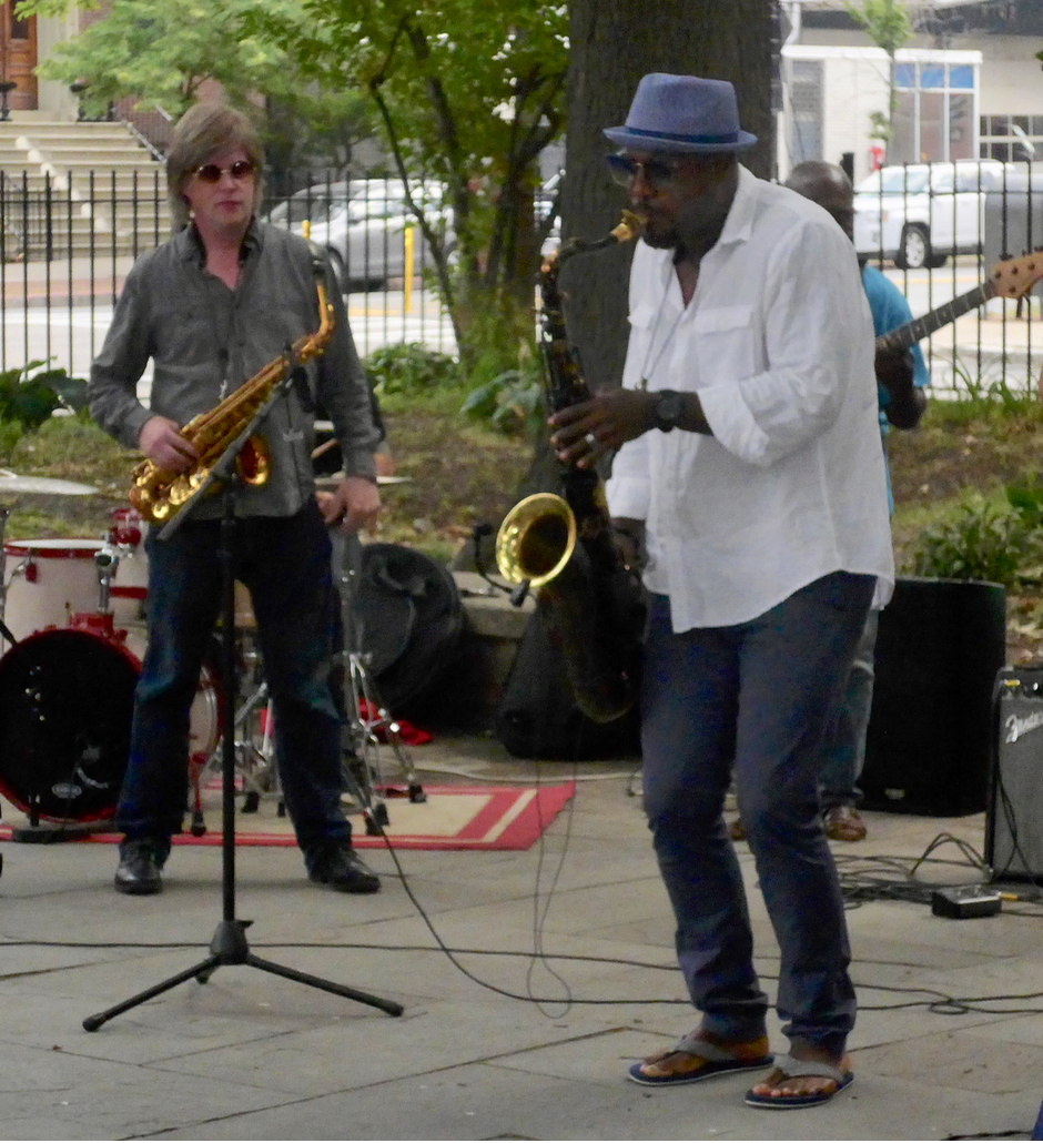 Alto-saxophonist Pat Loomis, on the left, with Elan Trotman, on tenor-saxophone