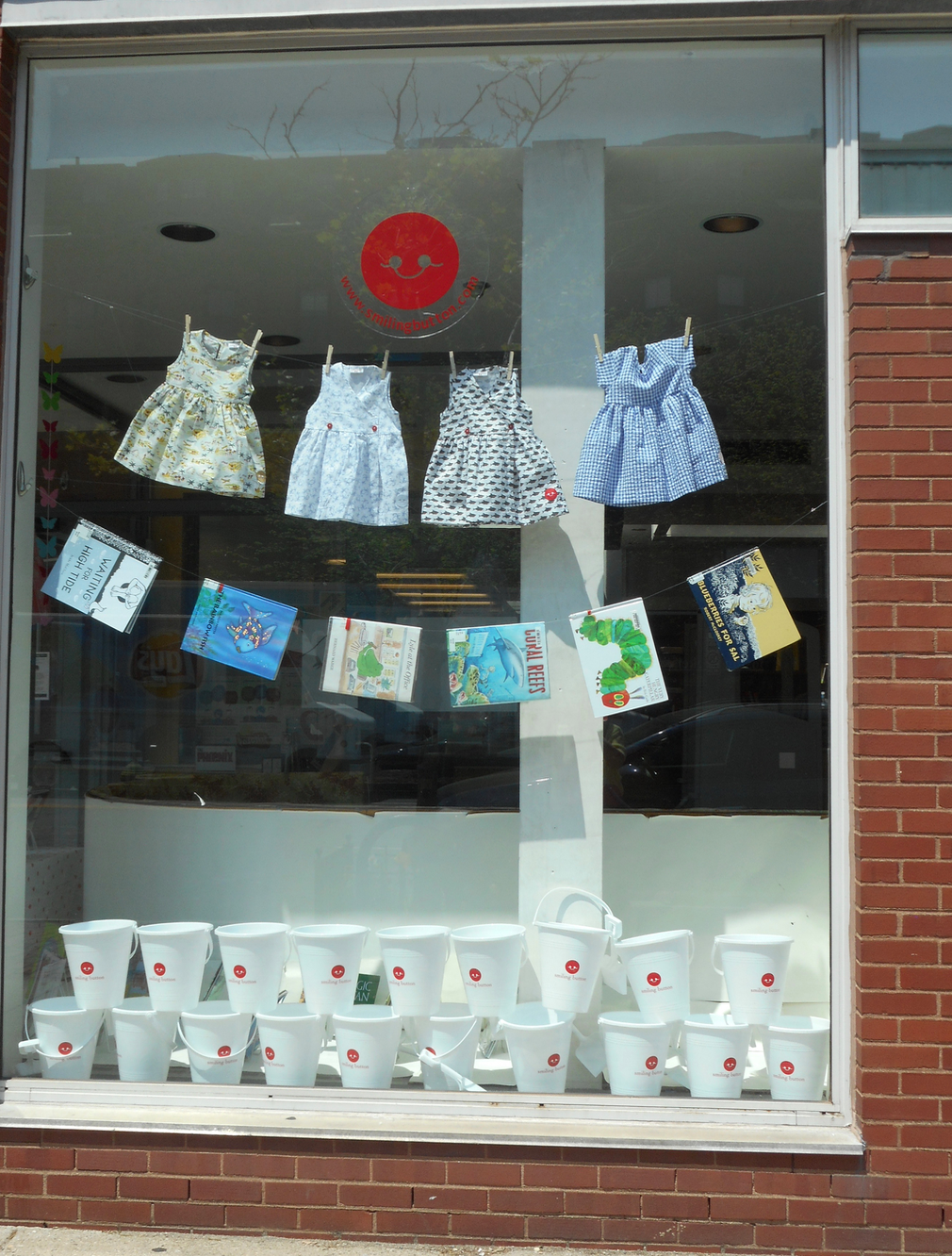 One of the first was displays by Caroline Leed, the owner of South End's Smiling Button
